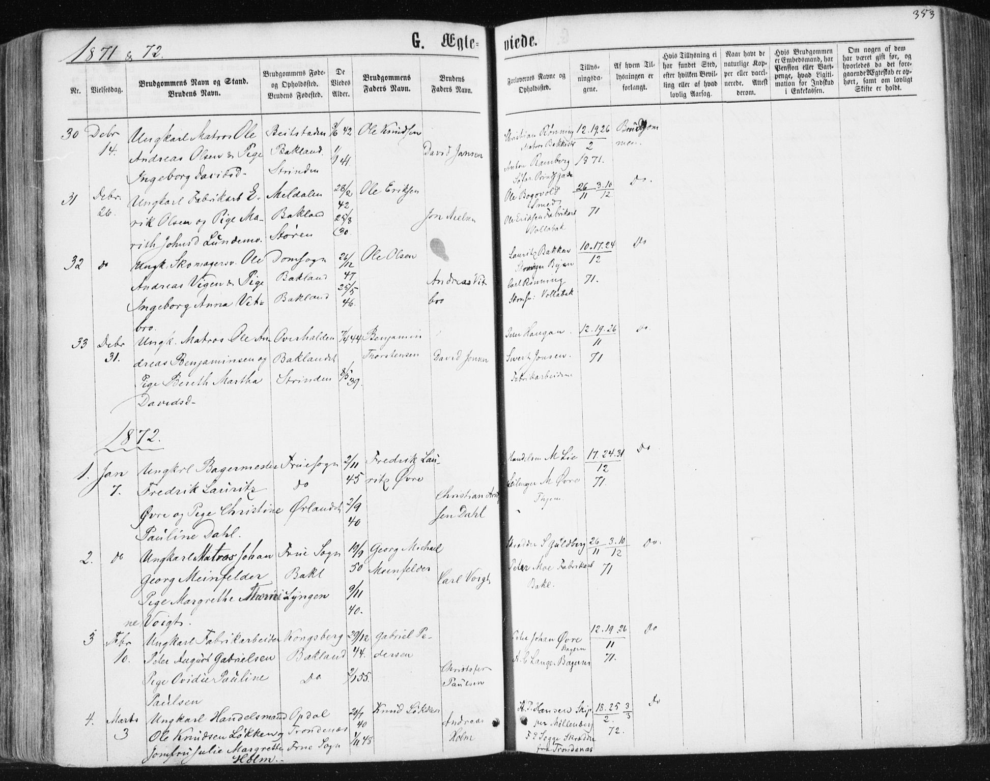 Ministerialprotokoller, klokkerbøker og fødselsregistre - Sør-Trøndelag, SAT/A-1456/604/L0186: Parish register (official) no. 604A07, 1866-1877, p. 353