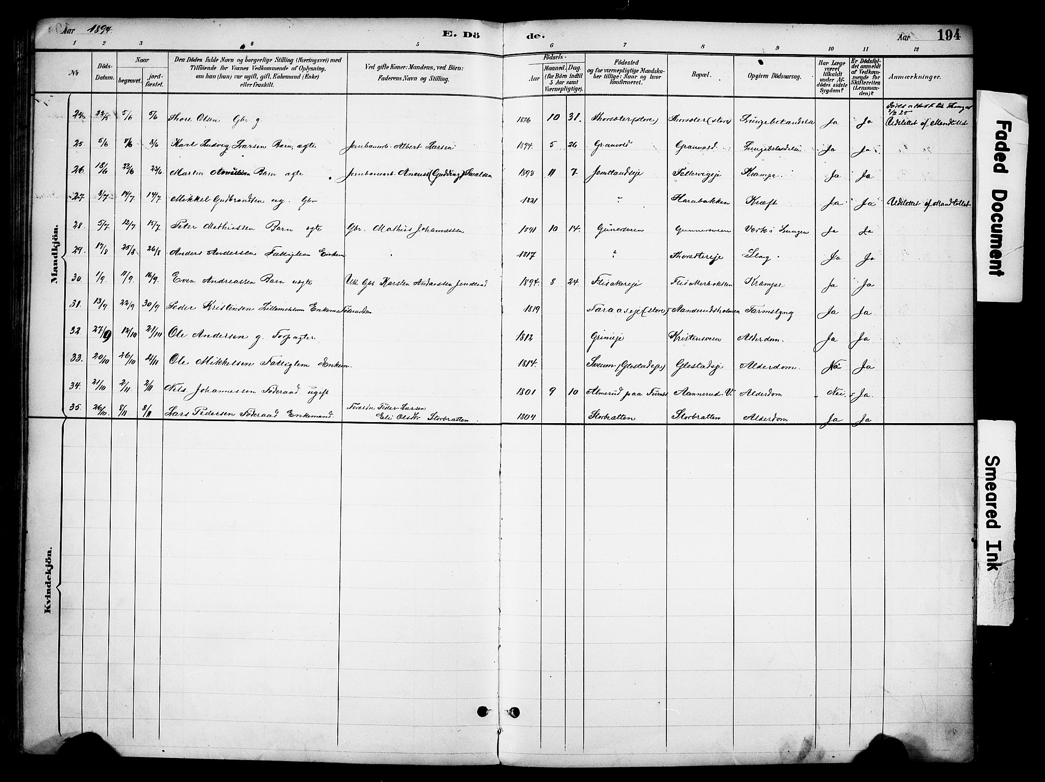 Ringsaker prestekontor, AV/SAH-PREST-014/K/Ka/L0016: Parish register (official) no. 16, 1891-1904, p. 194