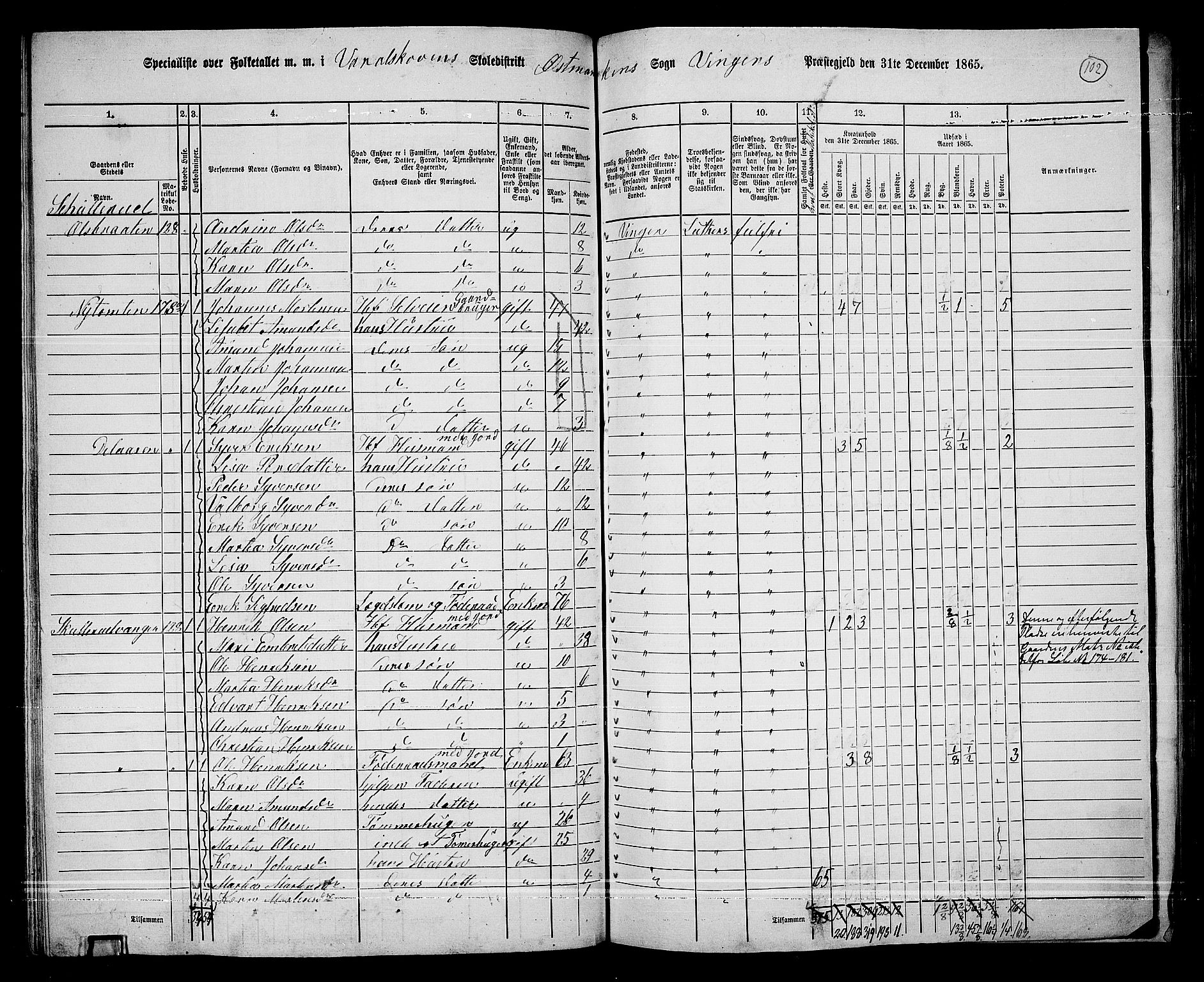 RA, 1865 census for Vinger/Vinger og Austmarka, 1865, p. 96