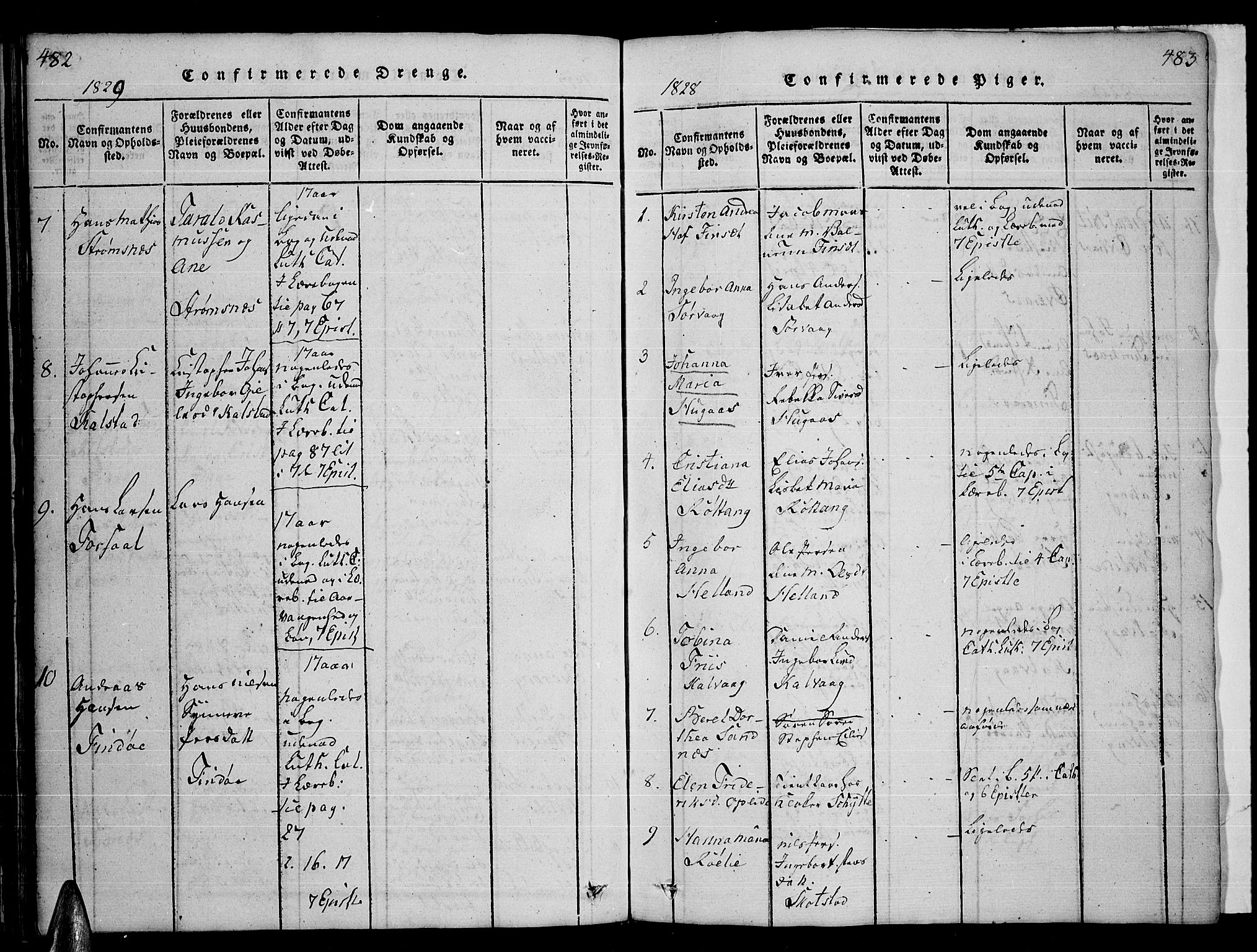 Ministerialprotokoller, klokkerbøker og fødselsregistre - Nordland, AV/SAT-A-1459/859/L0855: Parish register (copy) no. 859C01, 1821-1839, p. 482-483