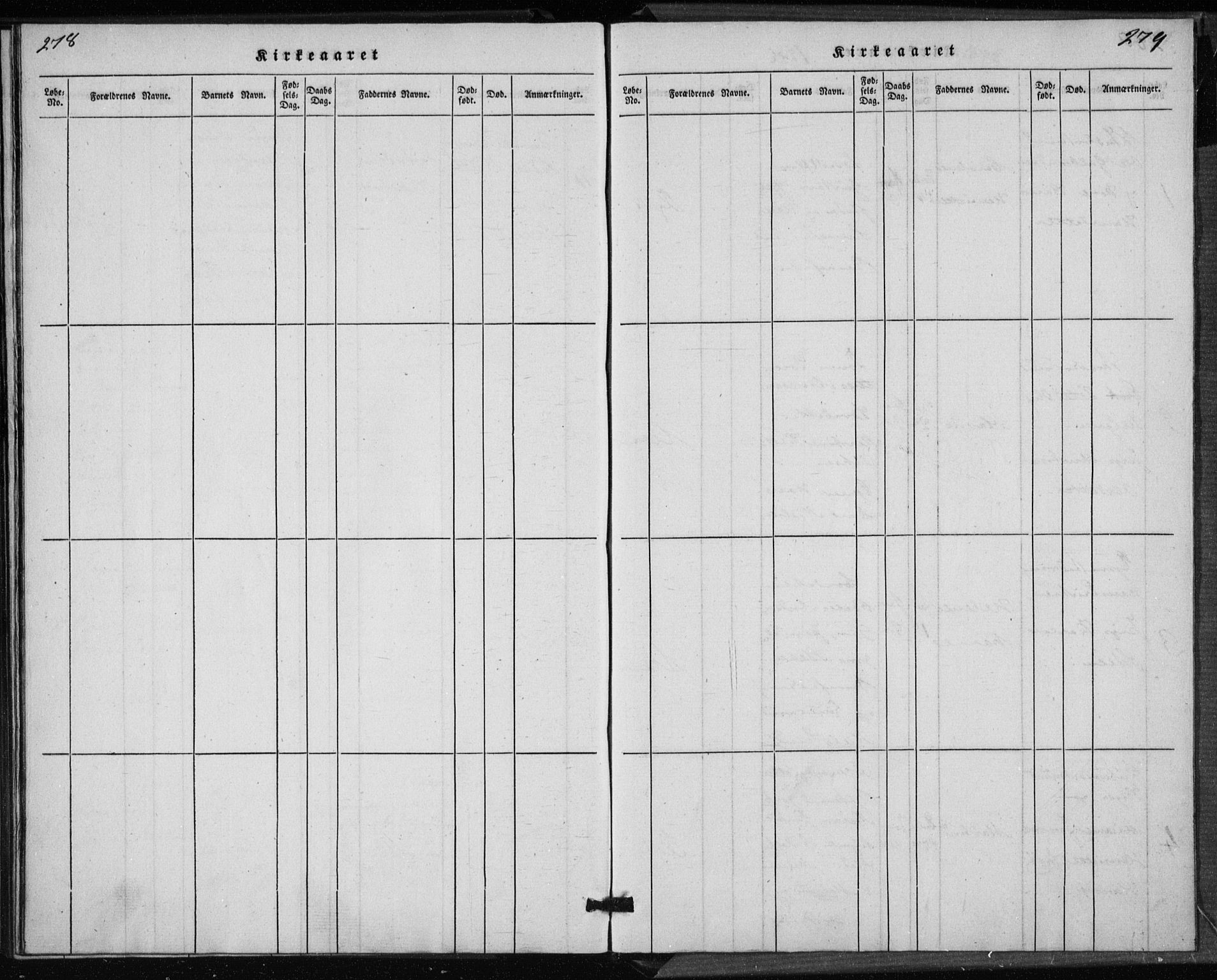 Rikshospitalet prestekontor Kirkebøker, SAO/A-10309b/K/L0001/0001: Baptism register no. 1.1, 1834-1842, p. 278-279