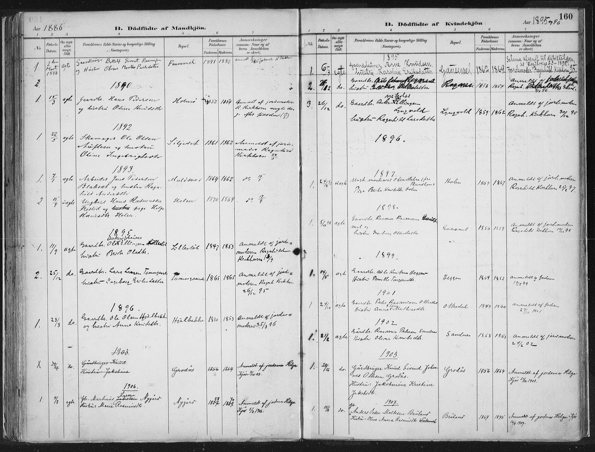 Hornindal sokneprestembete, AV/SAB-A-82401/H/Haa/Haaa/L0003/0001: Parish register (official) no. A 3A, 1887-1917, p. 160