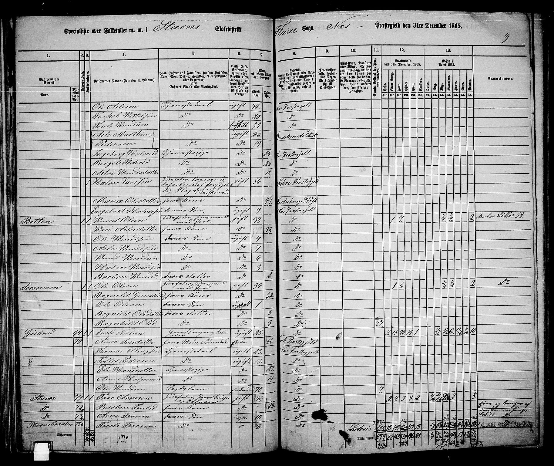 RA, 1865 census for Nes, 1865, p. 87