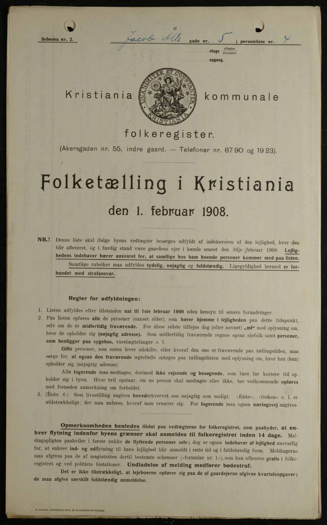 OBA, Municipal Census 1908 for Kristiania, 1908, p. 40139