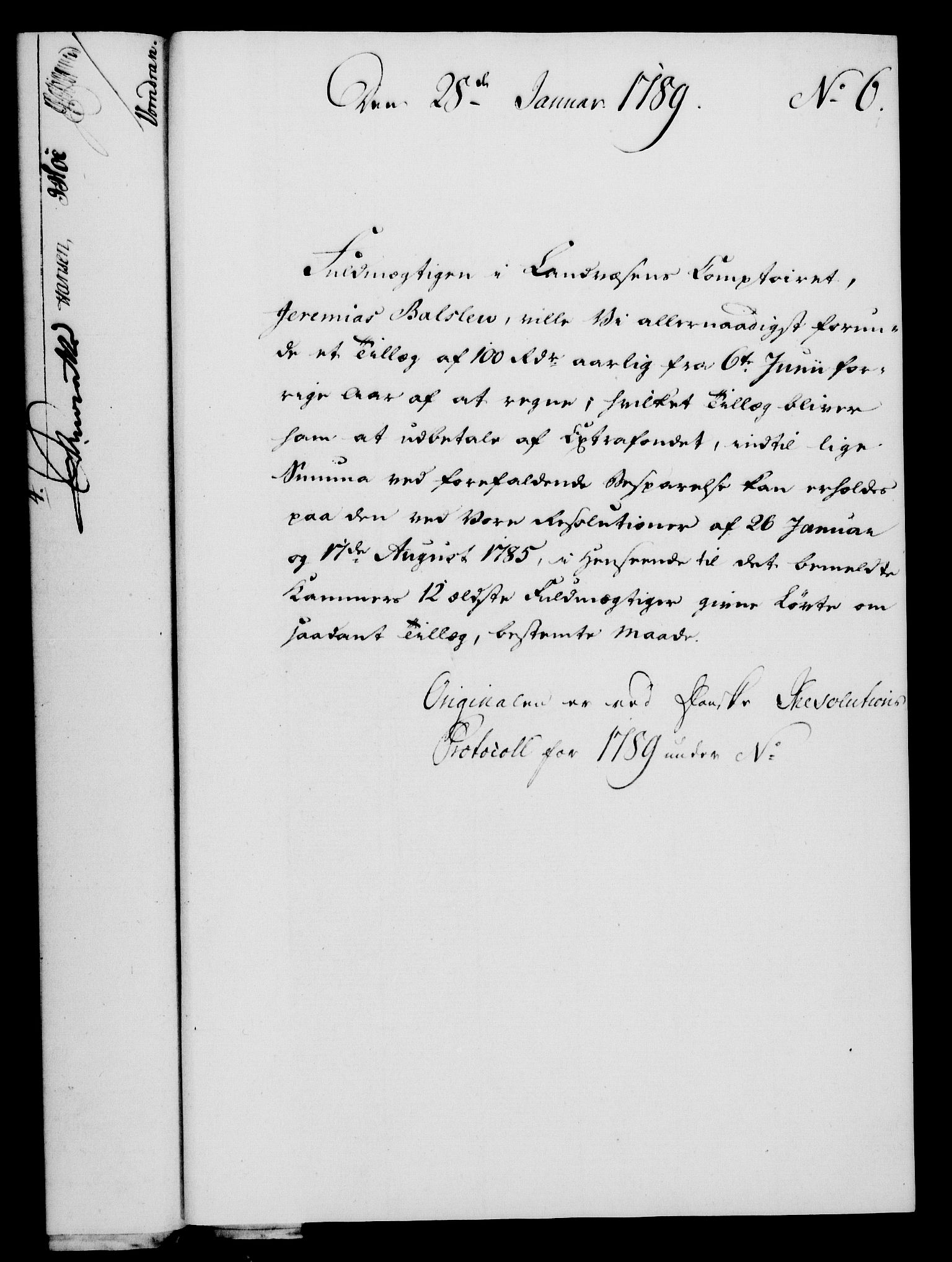 Rentekammeret, Kammerkanselliet, RA/EA-3111/G/Gf/Gfa/L0071: Norsk relasjons- og resolusjonsprotokoll (merket RK 52.71), 1789, p. 61
