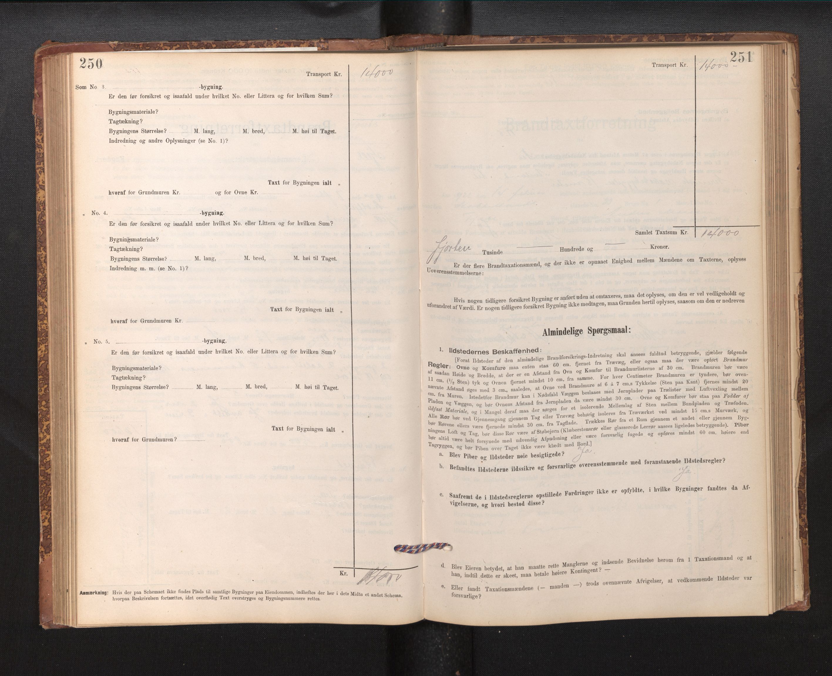 Lensmannen i Fjell, AV/SAB-A-32301/0012/L0005: Branntakstprotokoll, skjematakst, 1895-1931, p. 250-251