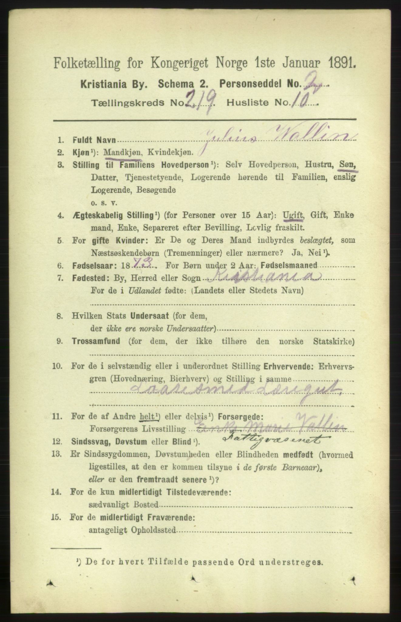 RA, 1891 census for 0301 Kristiania, 1891, p. 130262