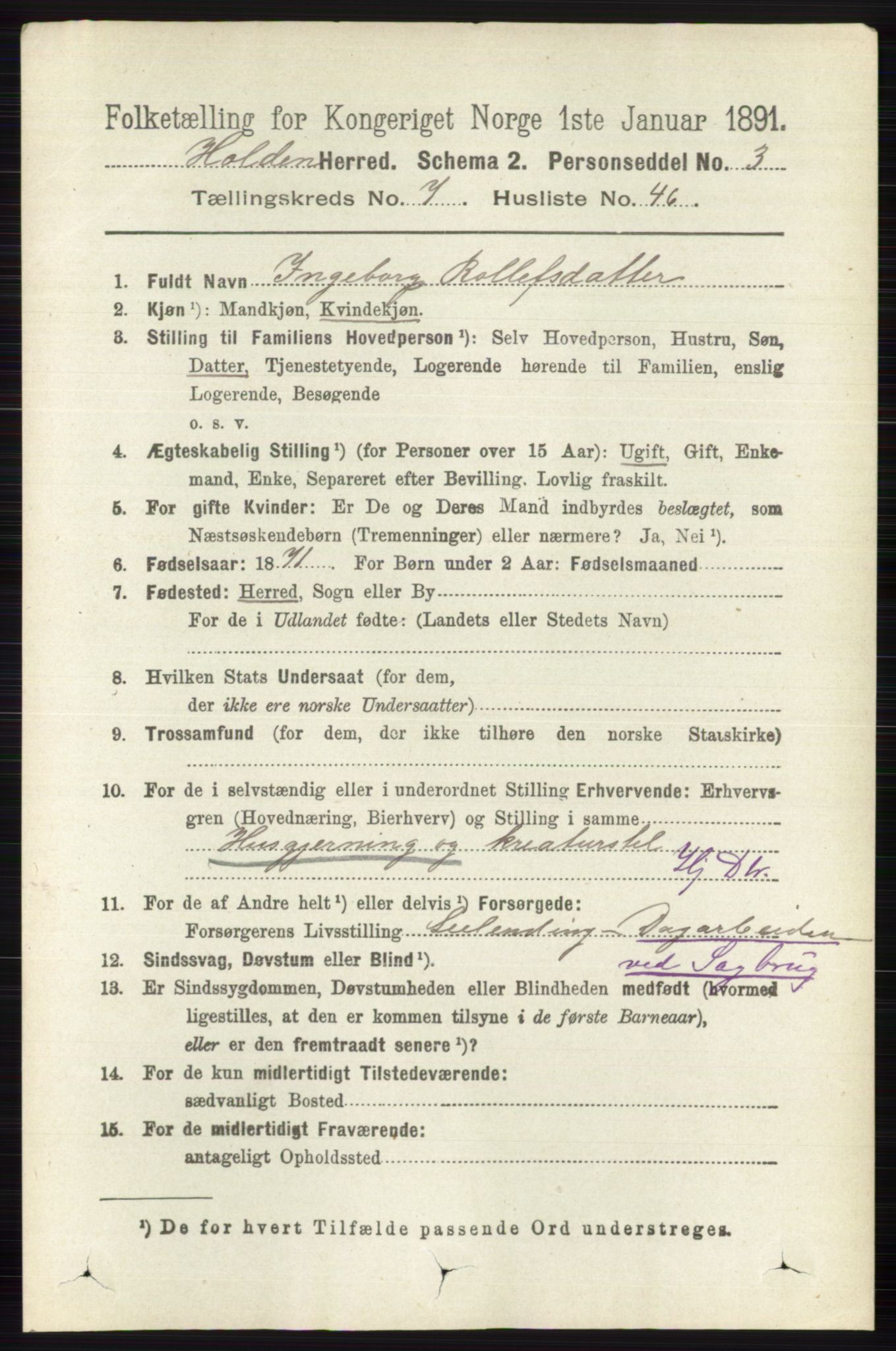 RA, 1891 census for 0819 Holla, 1891, p. 3552