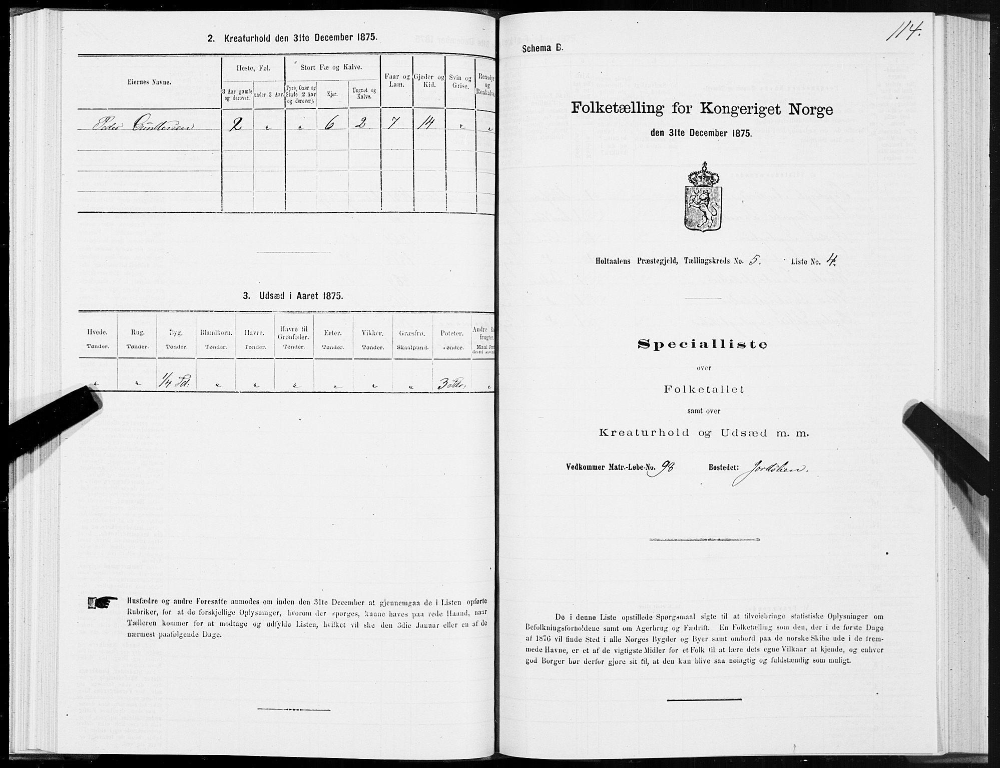 SAT, 1875 census for 1645P Haltdalen, 1875, p. 5114