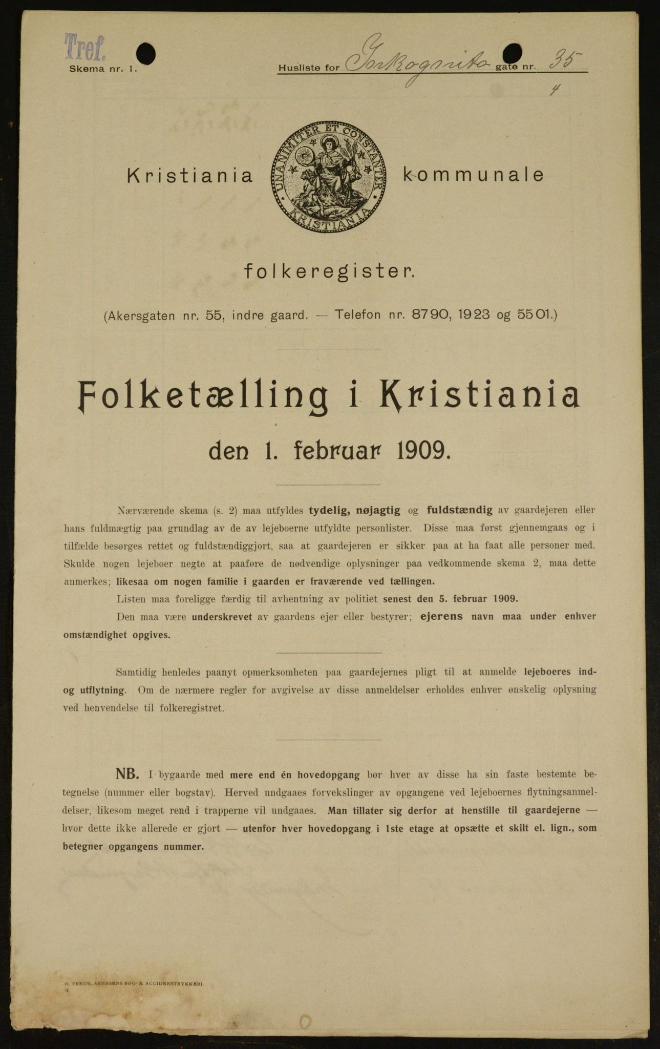 OBA, Municipal Census 1909 for Kristiania, 1909, p. 40507