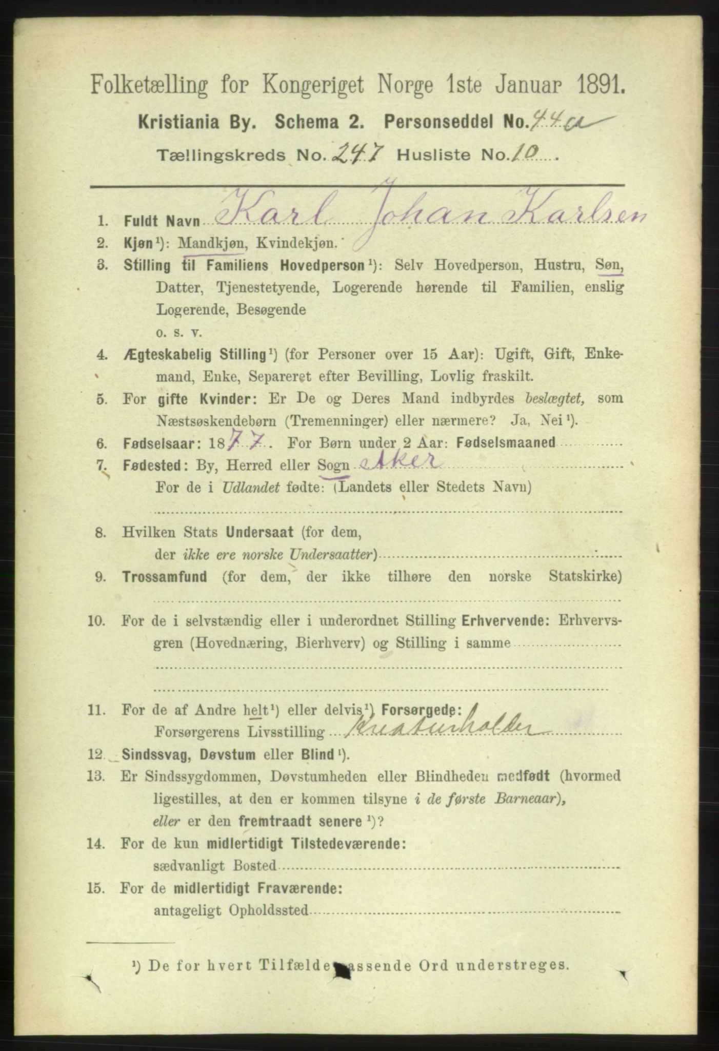 RA, 1891 census for 0301 Kristiania, 1891, p. 150669