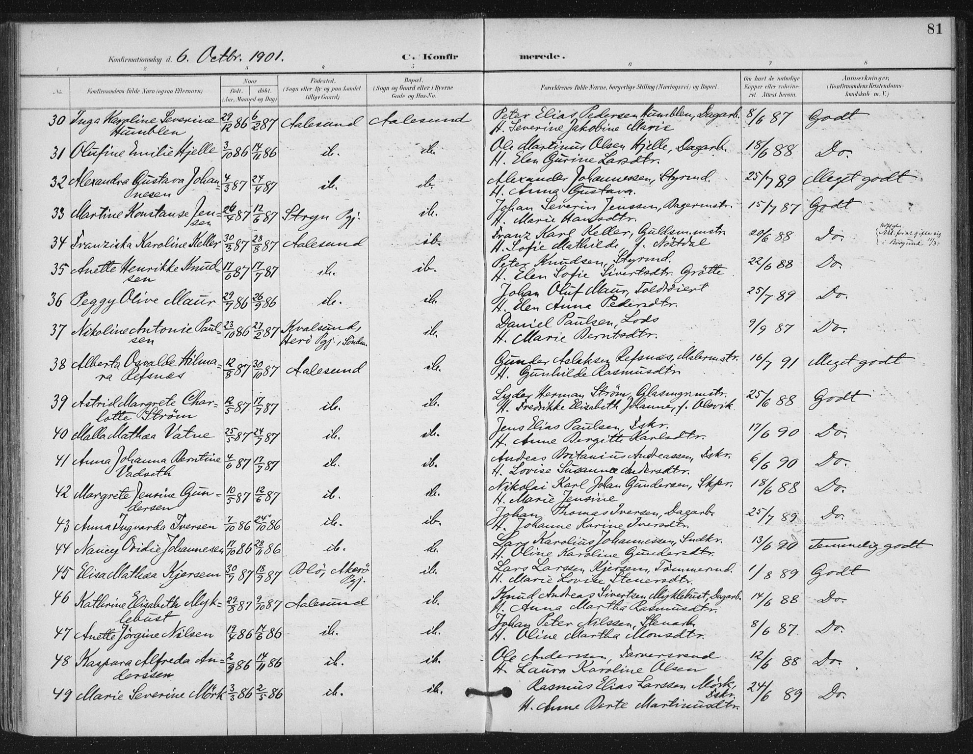 Ministerialprotokoller, klokkerbøker og fødselsregistre - Møre og Romsdal, AV/SAT-A-1454/529/L0457: Parish register (official) no. 529A07, 1894-1903, p. 81