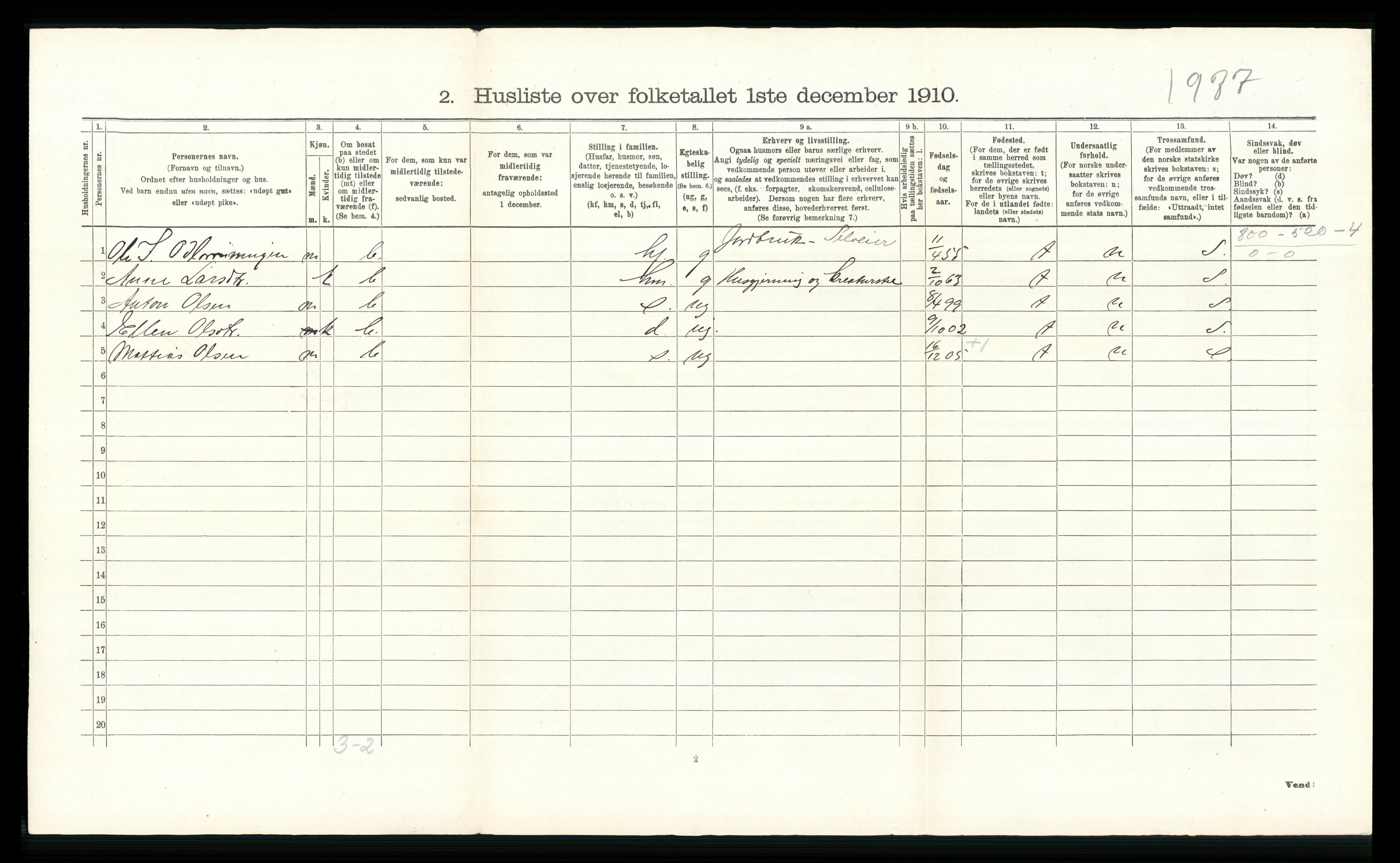 RA, 1910 census for Ringebu, 1910, p. 763