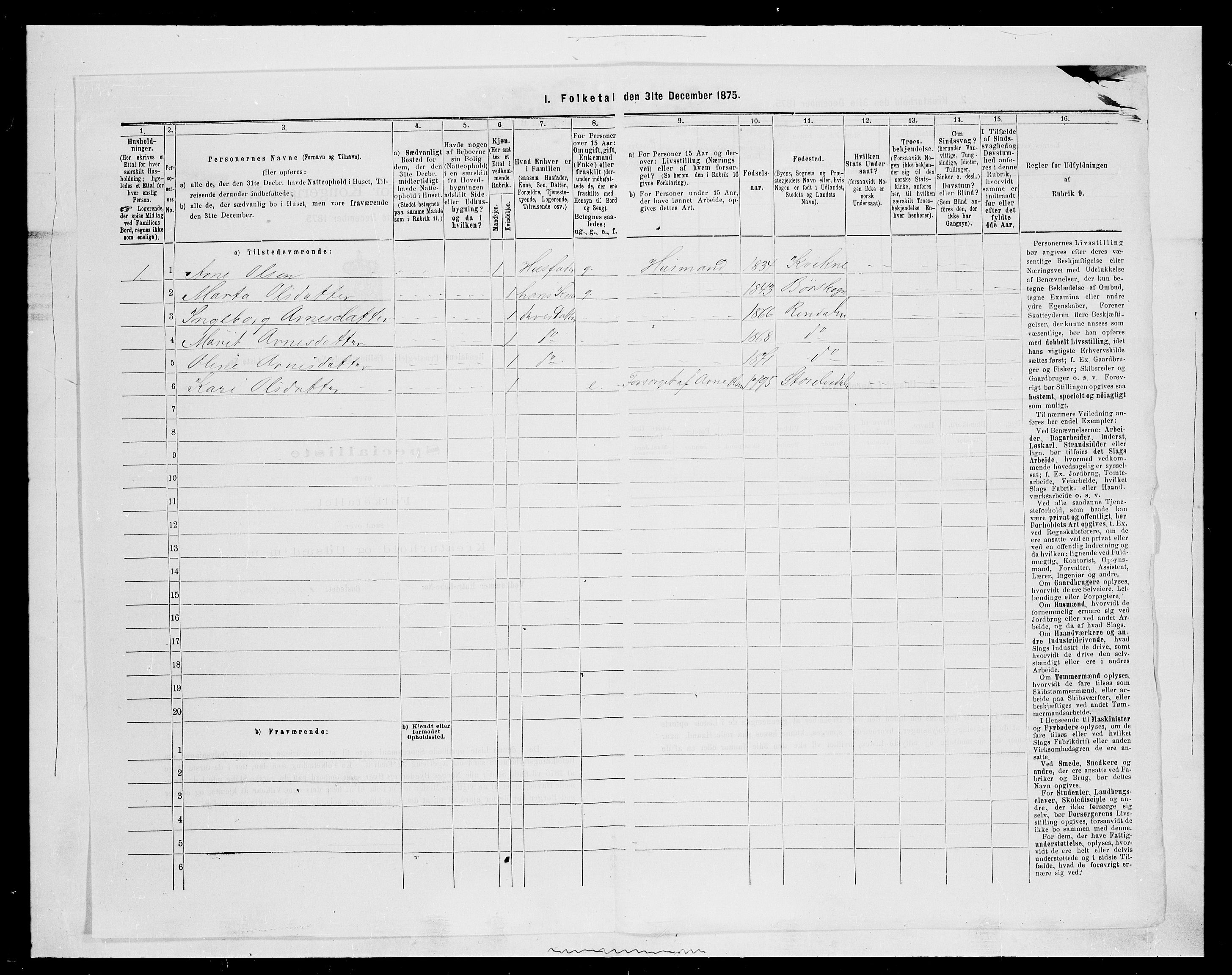 SAH, 1875 census for 0432P Rendalen, 1875, p. 110