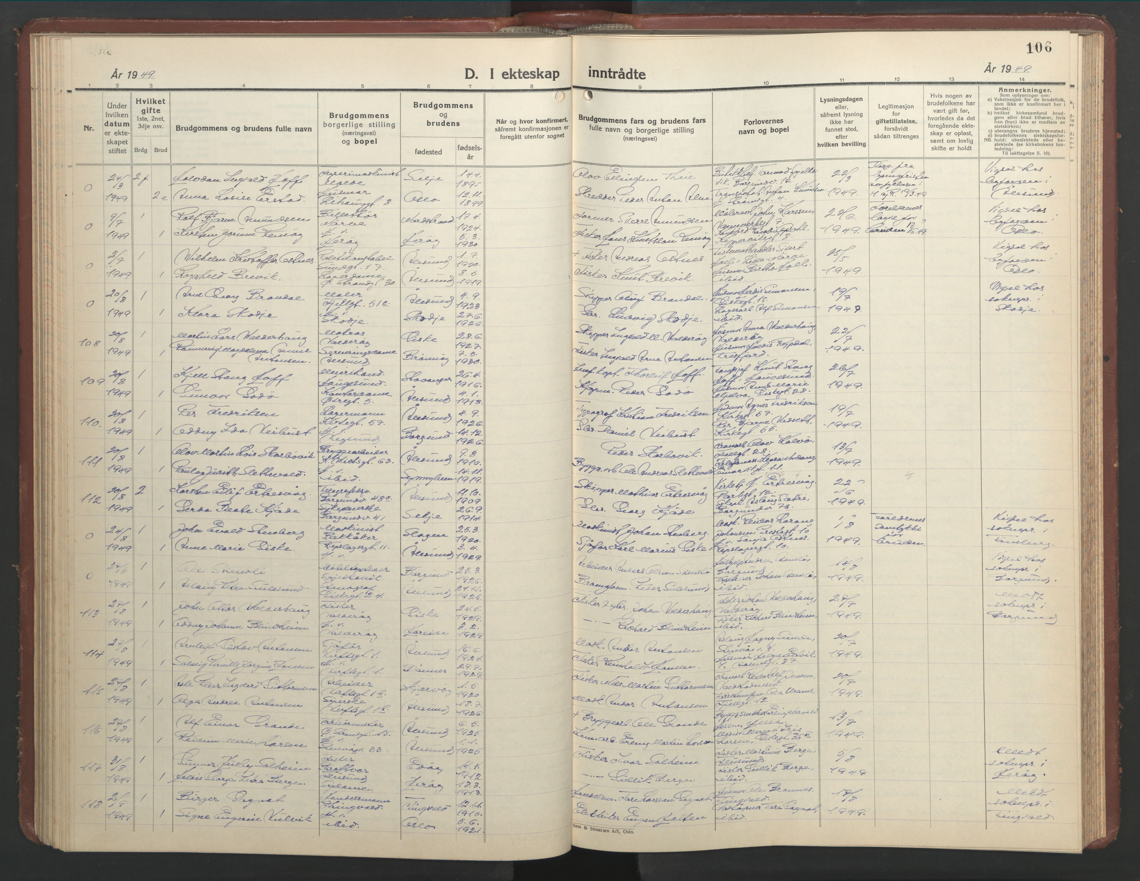 Ministerialprotokoller, klokkerbøker og fødselsregistre - Møre og Romsdal, AV/SAT-A-1454/529/L0479: Parish register (copy) no. 529C16, 1941-1950, p. 106