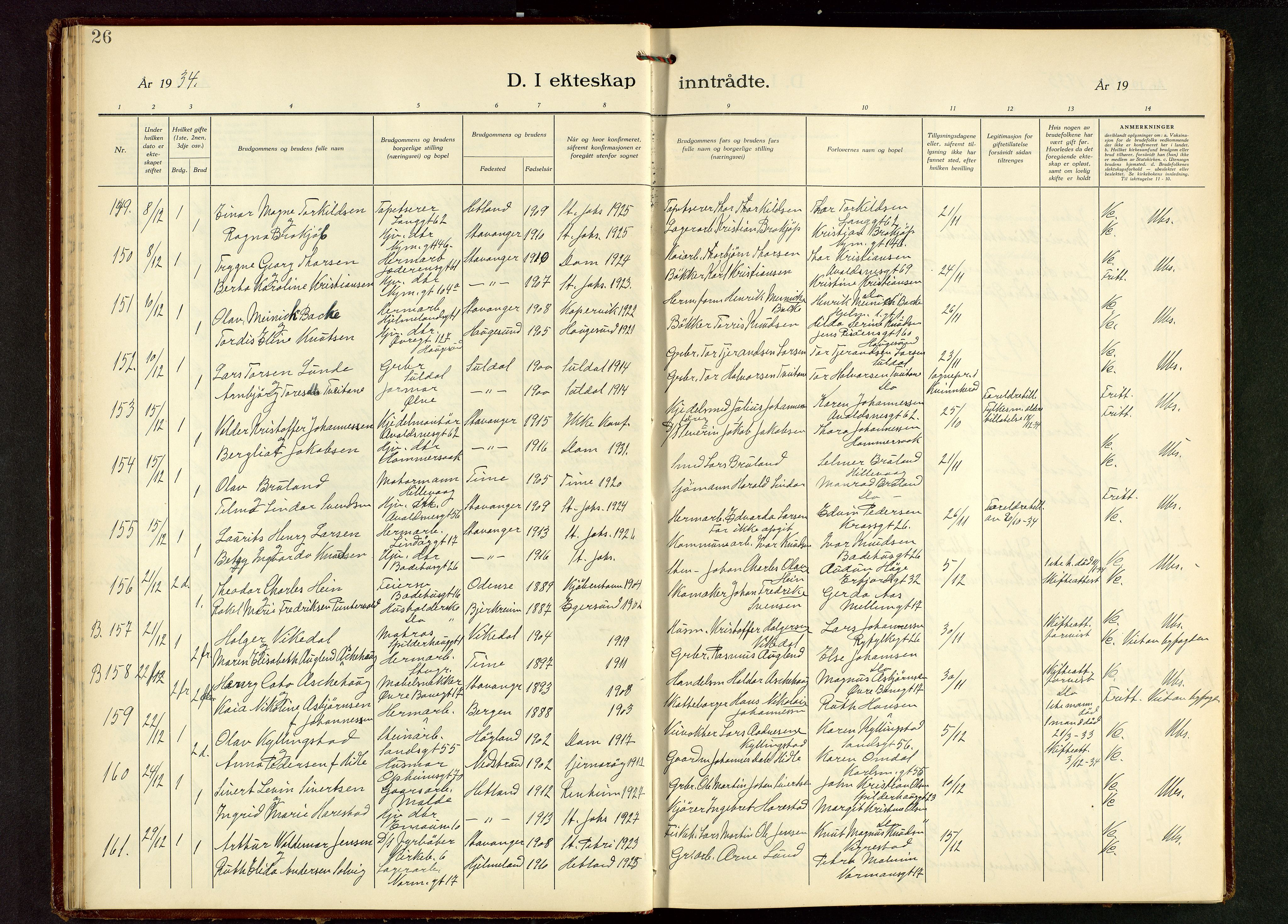 St. Johannes sokneprestkontor, SAST/A-101814/001/30/30BB/L0010: Parish register (copy) no. B 10, 1933-1946, p. 26