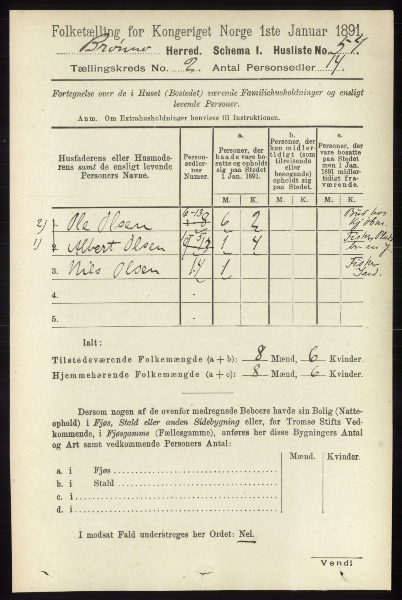 RA, 1891 census for 1814 Brønnøy, 1891, p. 801