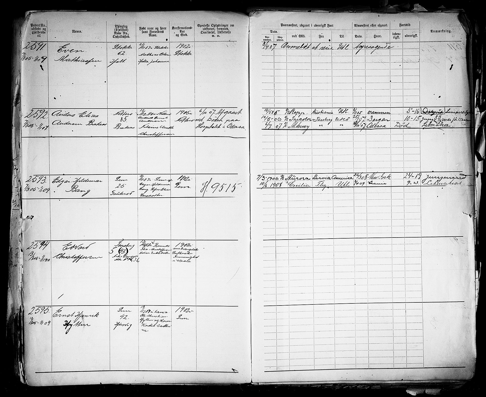 Tønsberg innrulleringskontor, SAKO/A-786/F/Fb/L0005: Annotasjonsrulle Patent nr. 2401-4080, 1904-1910, p. 41