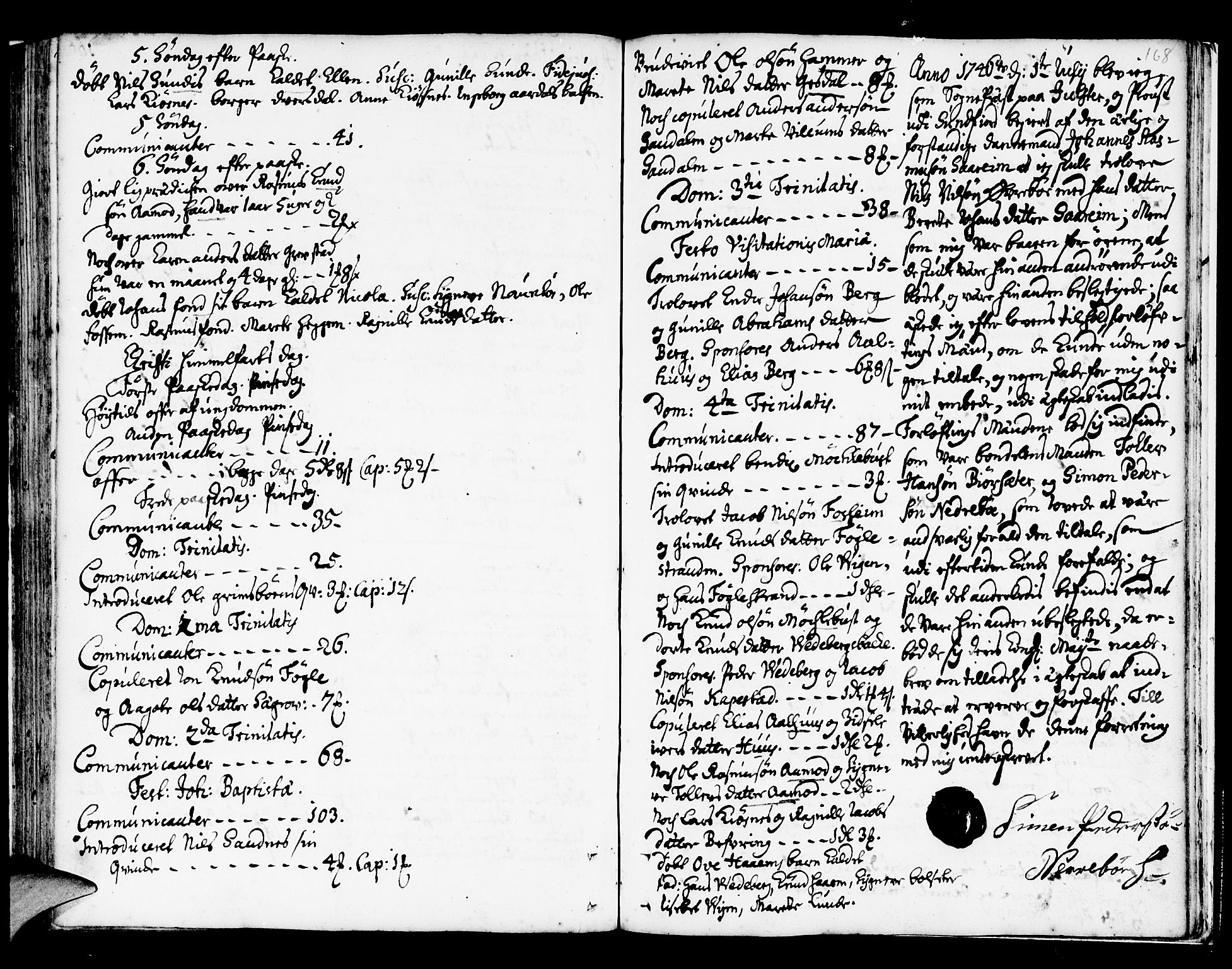 Jølster sokneprestembete, AV/SAB-A-80701/H/Haa/Haaa/L0002: Parish register (official) no. A 2, 1731-1749, p. 167-168