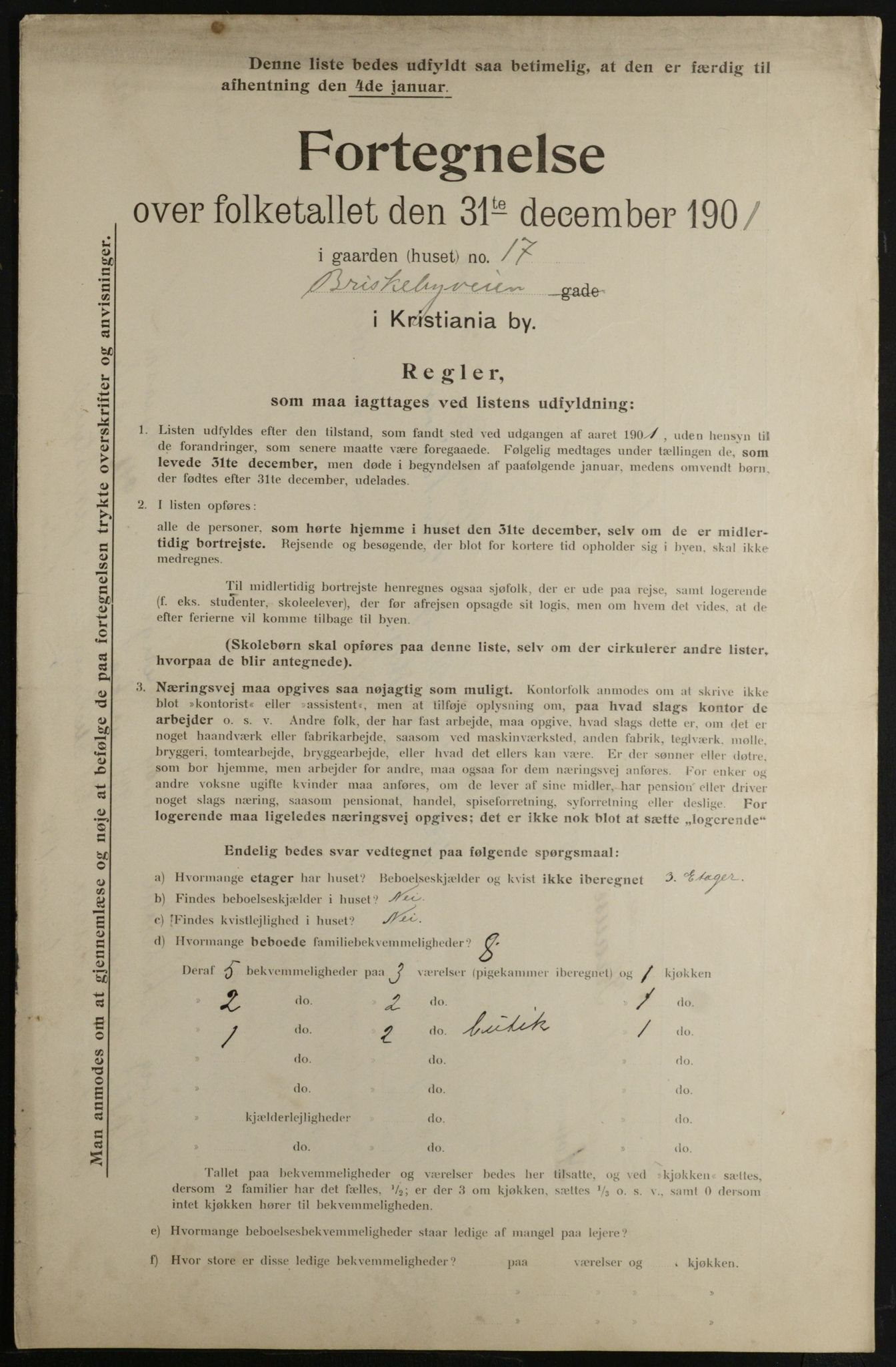 OBA, Municipal Census 1901 for Kristiania, 1901, p. 1539