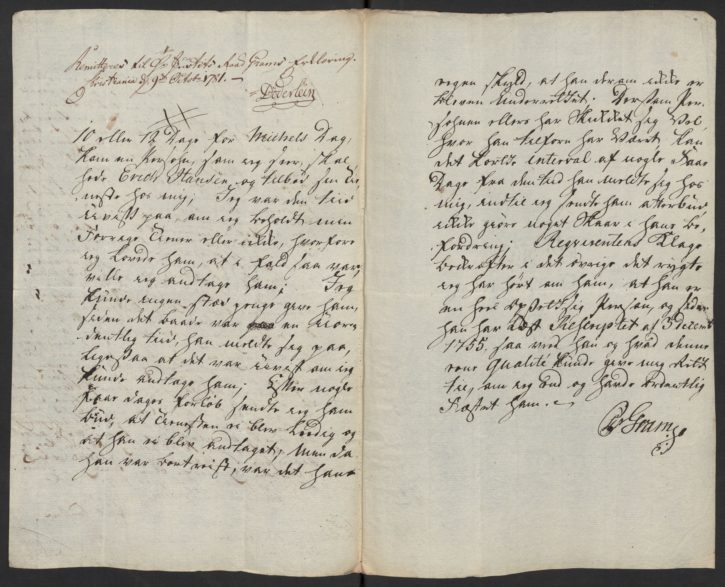 Oslo politidistrikt, AV/SAO-A-10085/D/Da/L0003: Innkomne brev, pro memoria m.v., 1781, p. 151