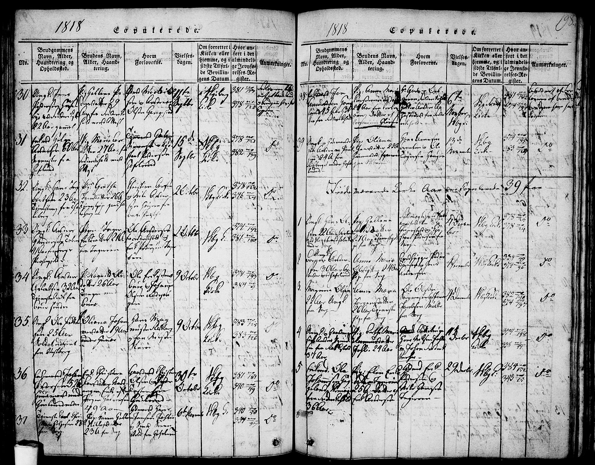 Skjeberg prestekontor Kirkebøker, SAO/A-10923/F/Fa/L0004: Parish register (official) no. I 4, 1815-1830, p. 198