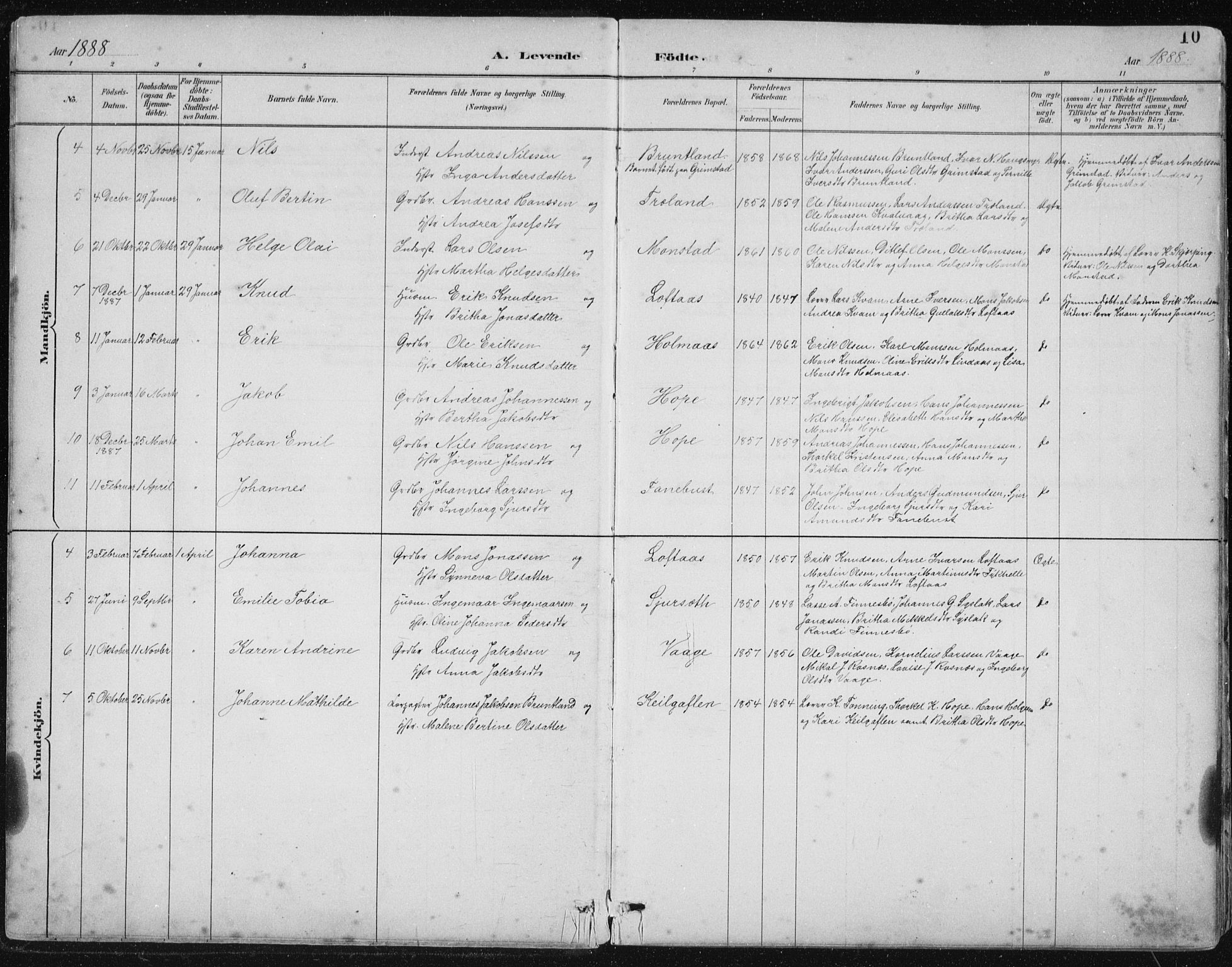 Lindås Sokneprestembete, SAB/A-76701/H/Hab: Parish register (copy) no. B 3, 1886-1914, p. 10