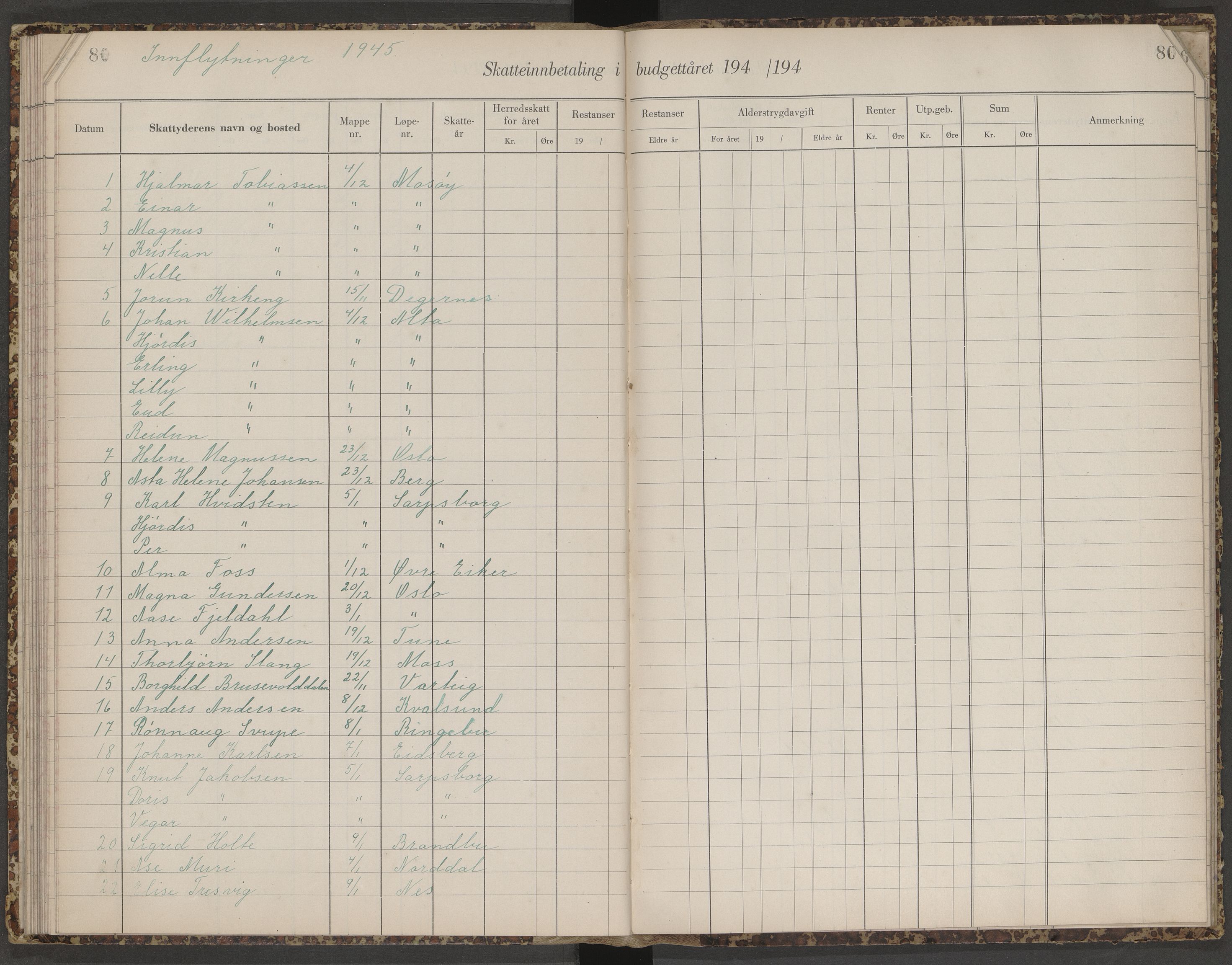 Skjeberg folkeregister, AV/SAO-A-10495/K/Ka/L0003: Fortegnelse over inn- og utflyttede, 1943-1947, p. 80