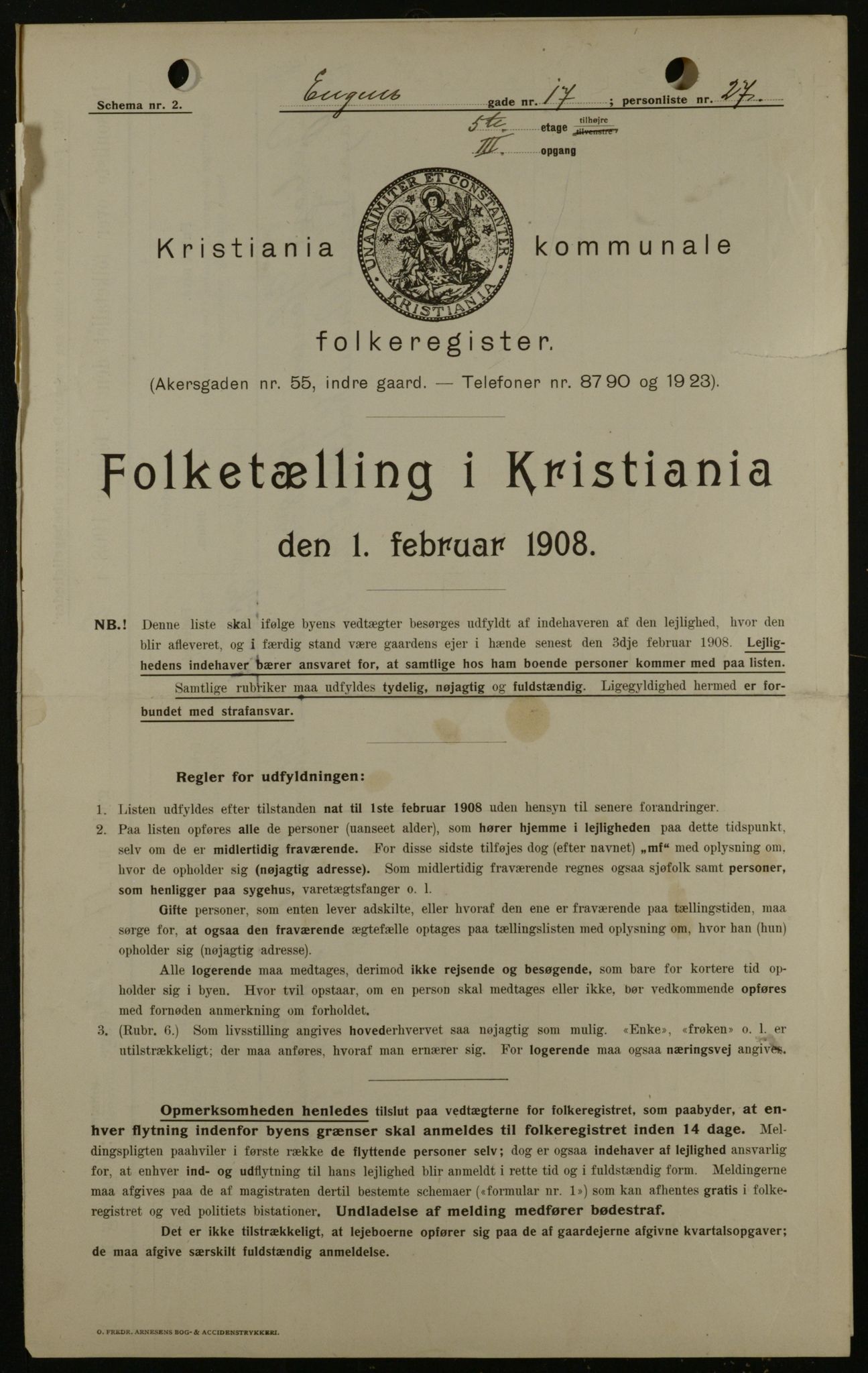 OBA, Municipal Census 1908 for Kristiania, 1908, p. 19979