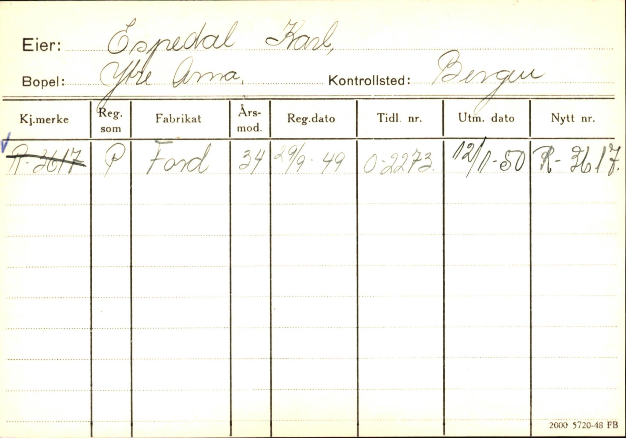 Statens vegvesen, Hordaland vegkontor, AV/SAB-A-5201/2/Ha/L0012: R-eierkort E-F, 1920-1971, p. 42