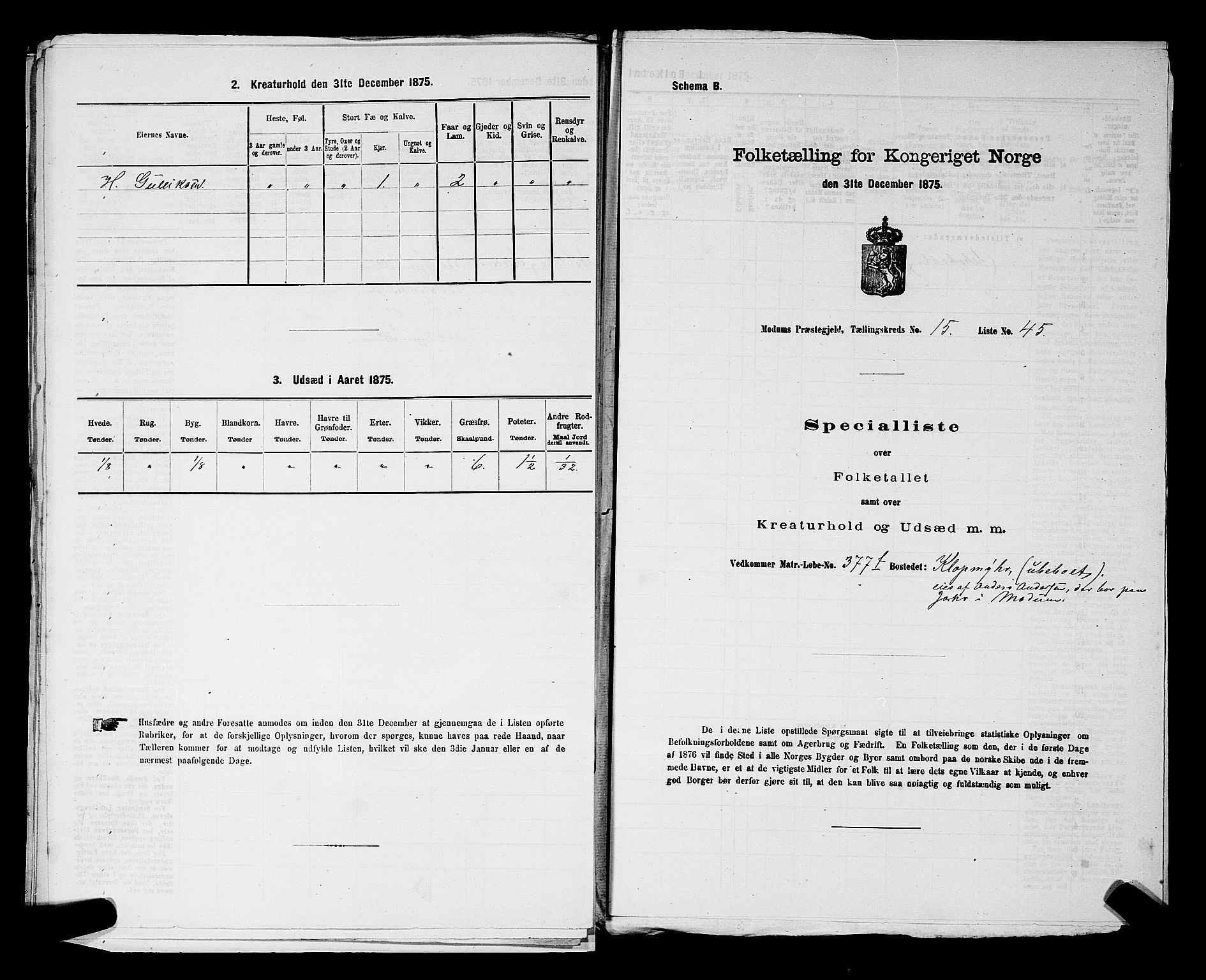 SAKO, 1875 census for 0623P Modum, 1875, p. 2038