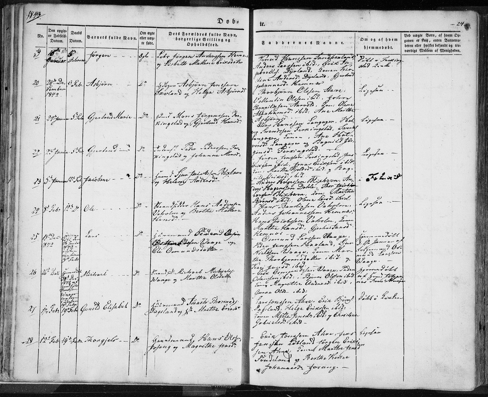 Skudenes sokneprestkontor, SAST/A -101849/H/Ha/Haa/L0002: Parish register (official) no. A 2.1, 1841-1846, p. 24