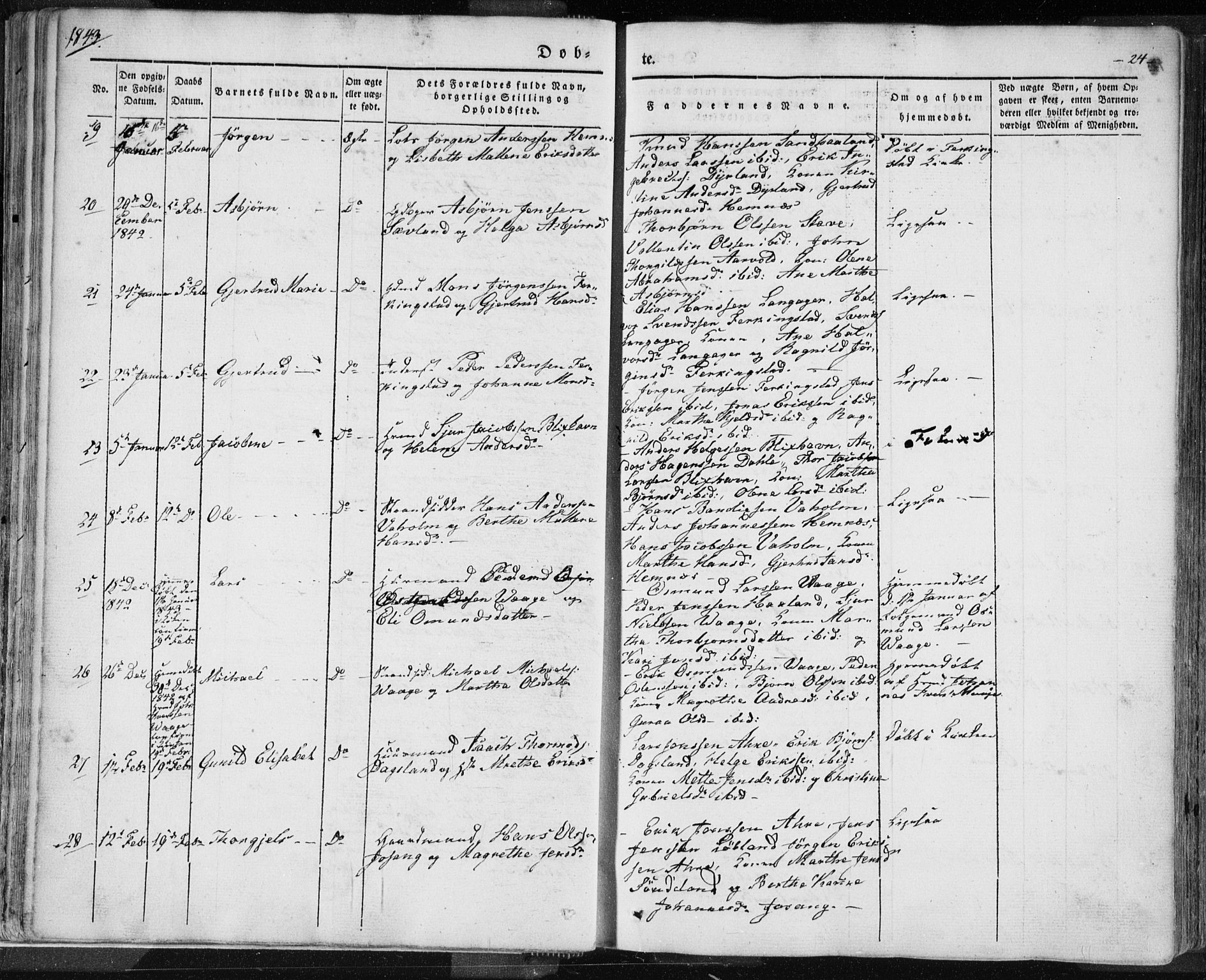 Skudenes sokneprestkontor, AV/SAST-A -101849/H/Ha/Haa/L0002: Parish register (official) no. A 2.1, 1841-1846, p. 24