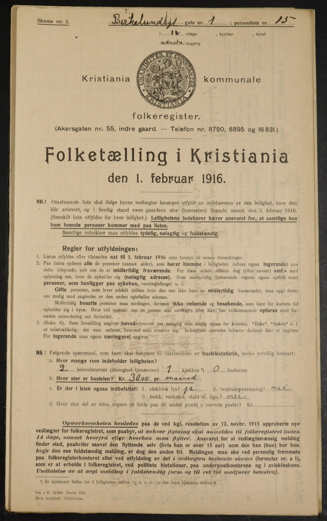 OBA, Municipal Census 1916 for Kristiania, 1916, p. 5097