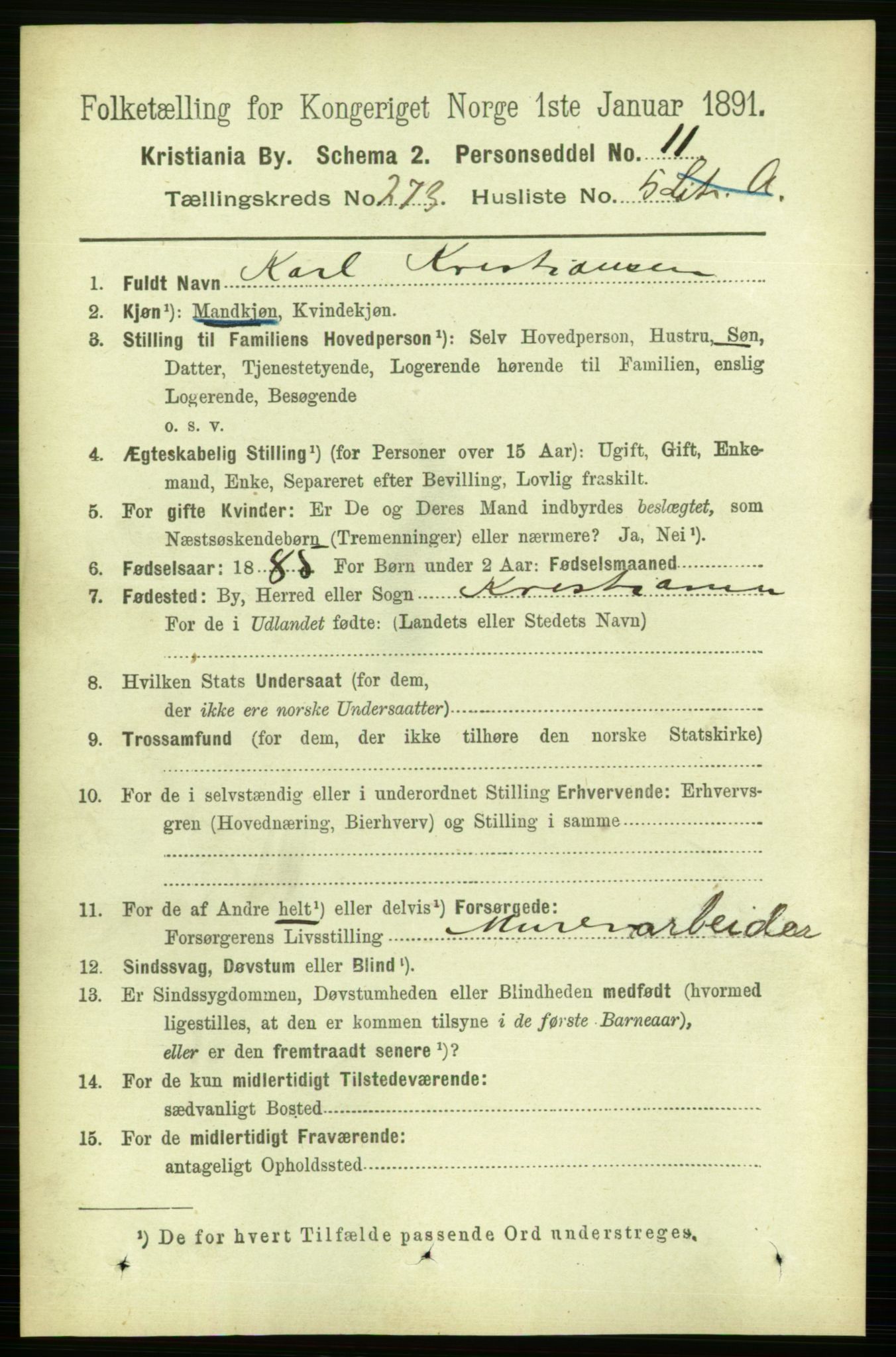 RA, 1891 census for 0301 Kristiania, 1891, p. 165878
