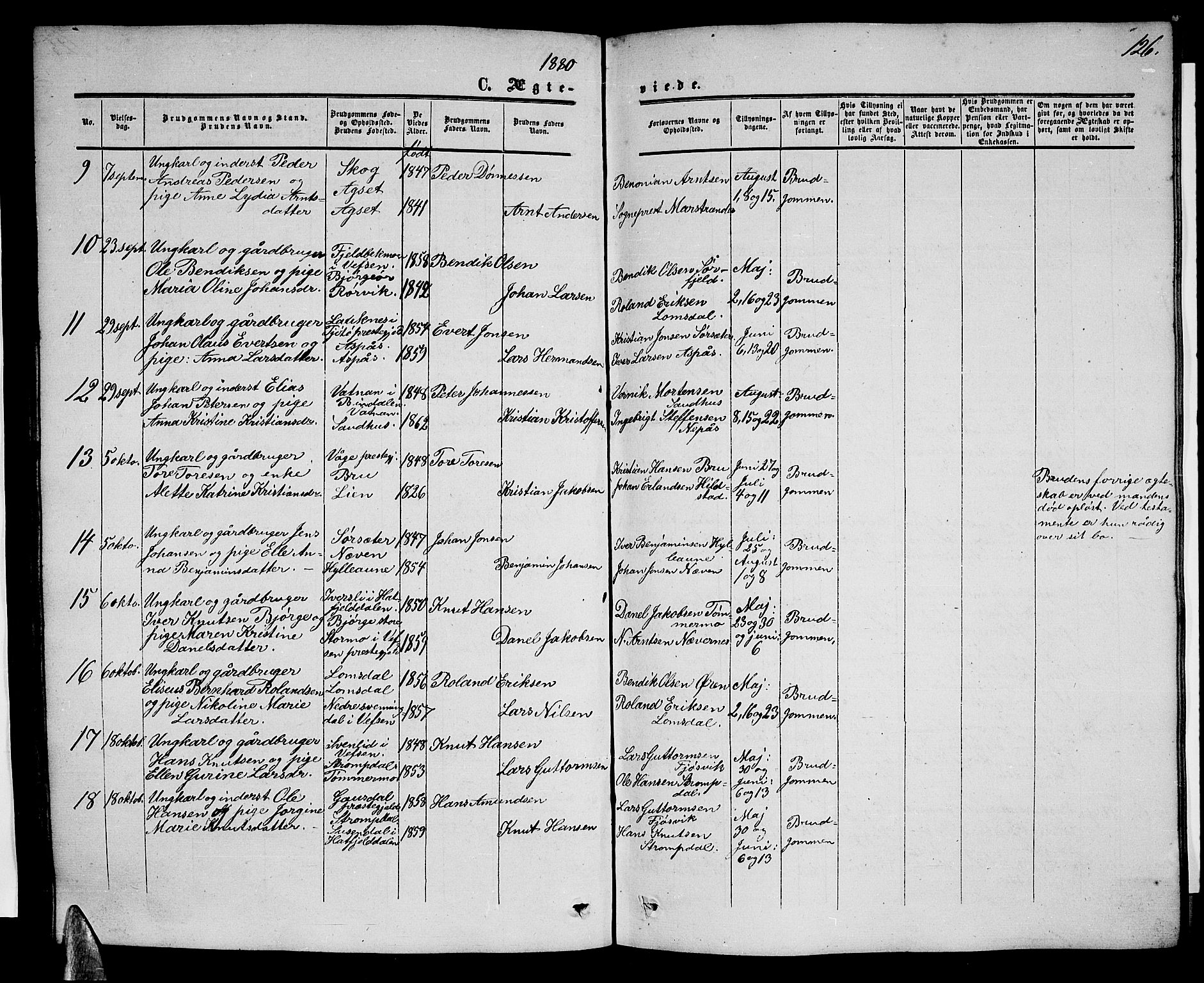 Ministerialprotokoller, klokkerbøker og fødselsregistre - Nordland, AV/SAT-A-1459/814/L0229: Parish register (copy) no. 814C02, 1859-1883, p. 126