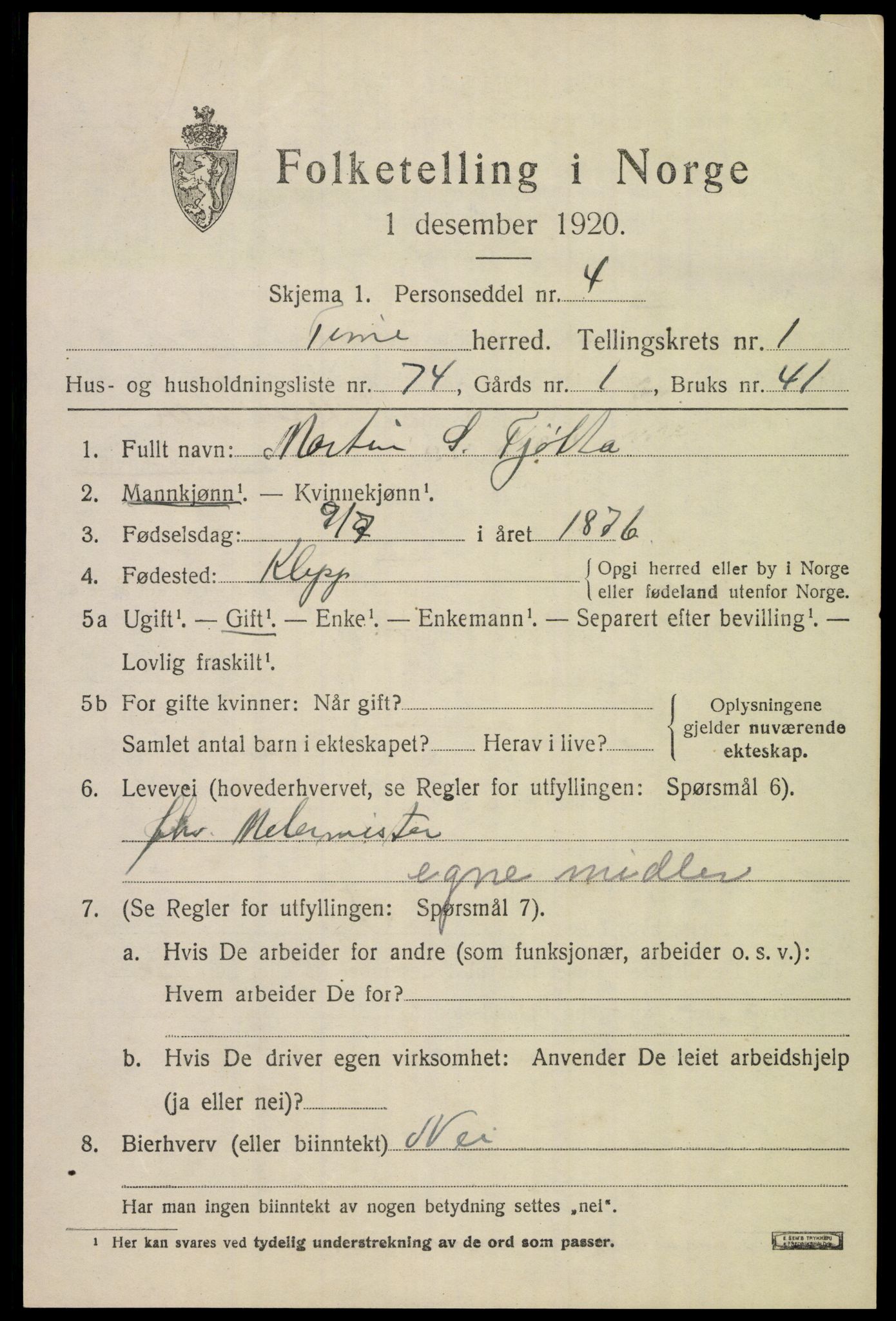 SAST, 1920 census for Time, 1920, p. 2197