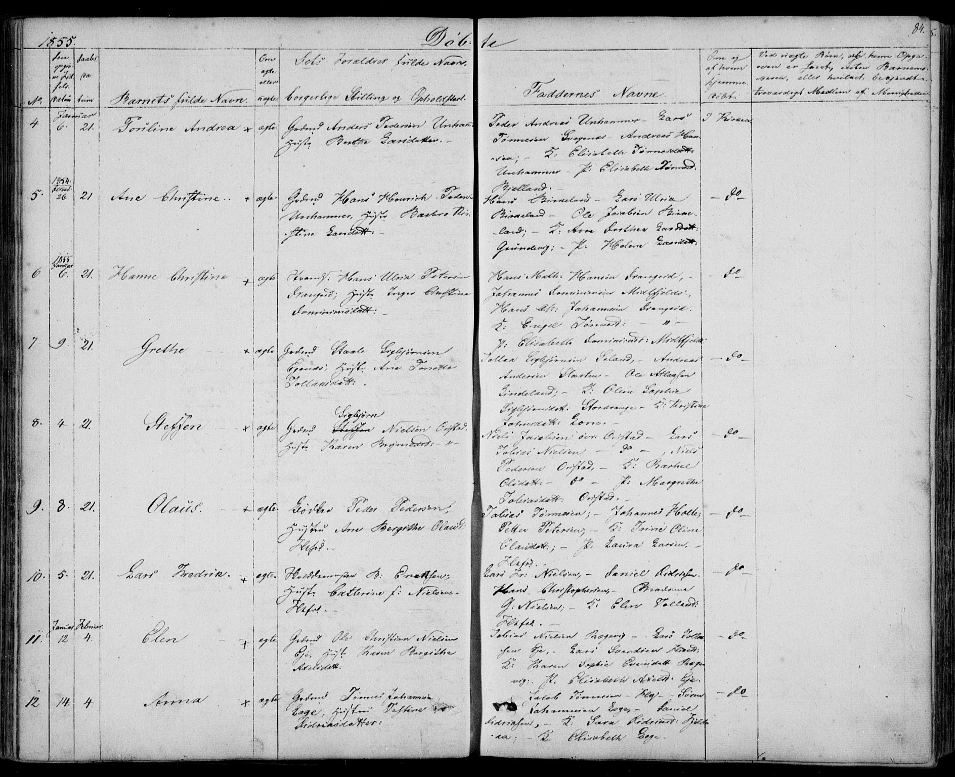 Flekkefjord sokneprestkontor, SAK/1111-0012/F/Fb/Fbc/L0005: Parish register (copy) no. B 5, 1846-1866, p. 84