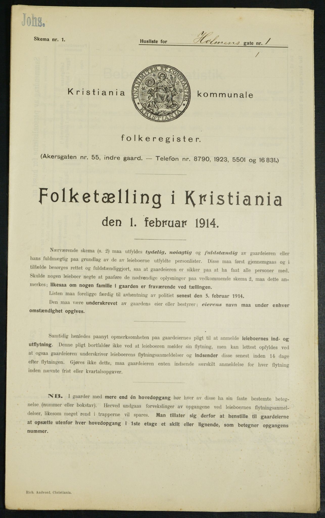 OBA, Municipal Census 1914 for Kristiania, 1914, p. 40874