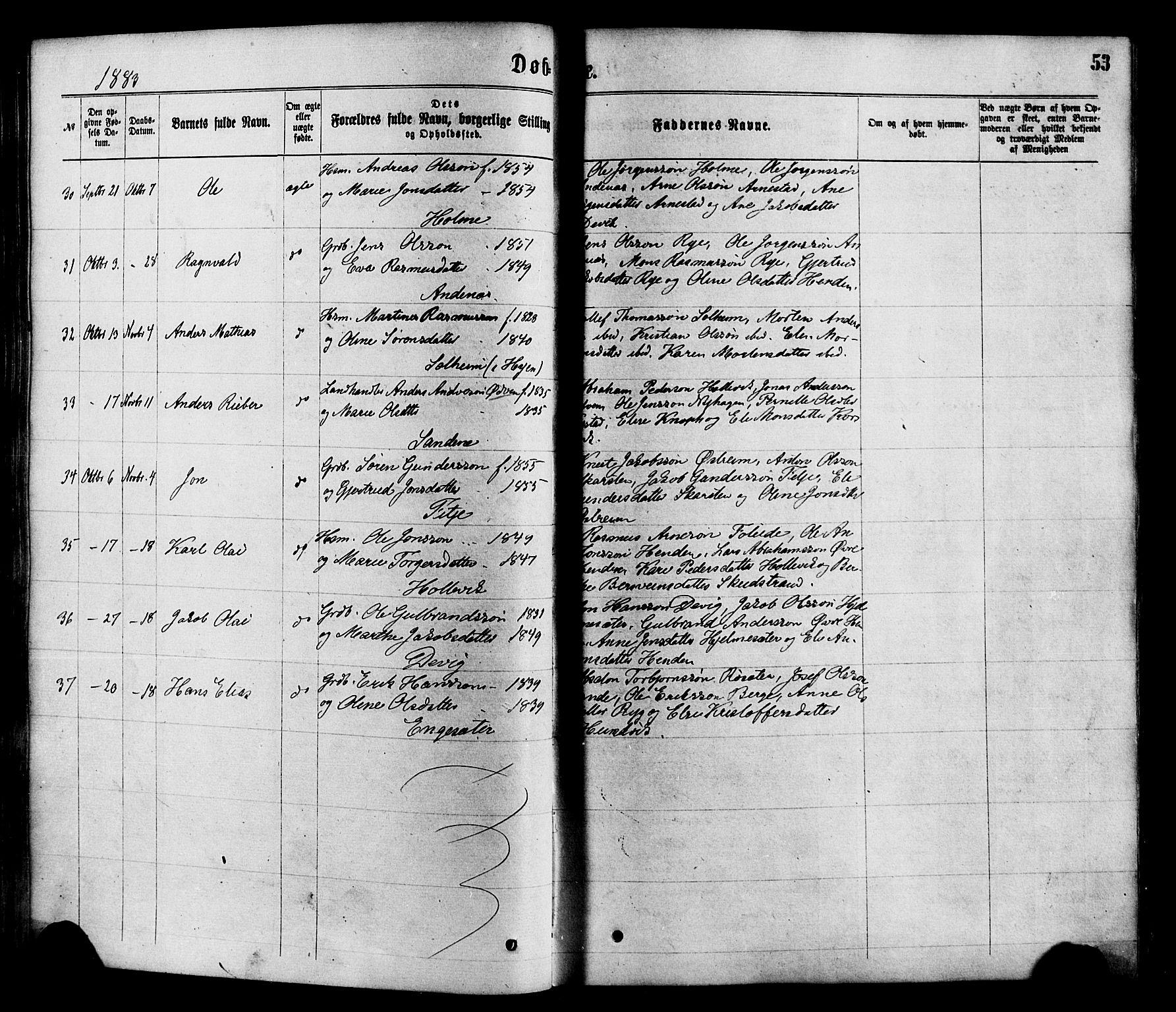 Gloppen sokneprestembete, SAB/A-80101/H/Haa/Haaa/L0010: Parish register (official) no. A 10, 1871-1884, p. 53
