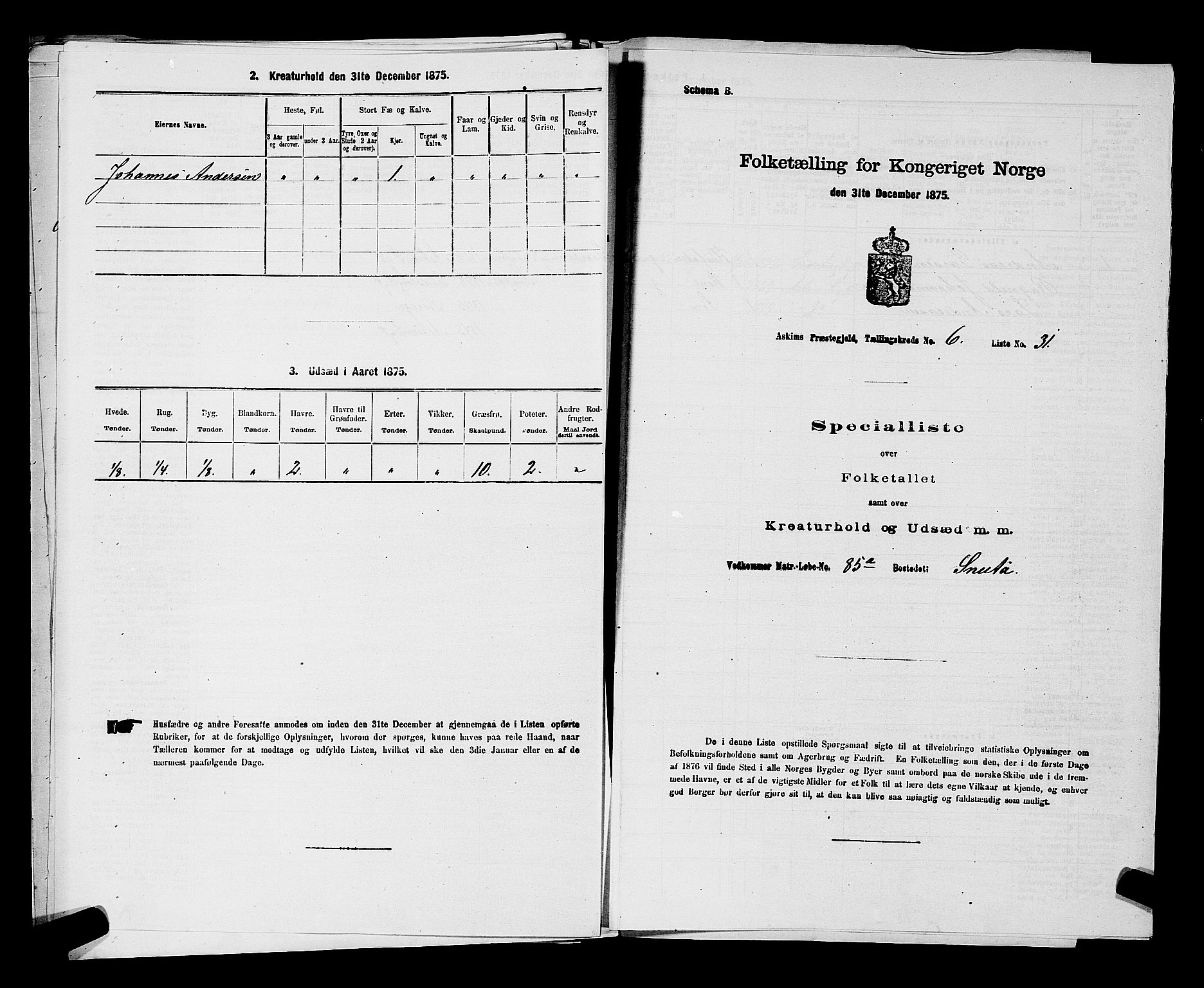 RA, 1875 census for 0124P Askim, 1875, p. 425