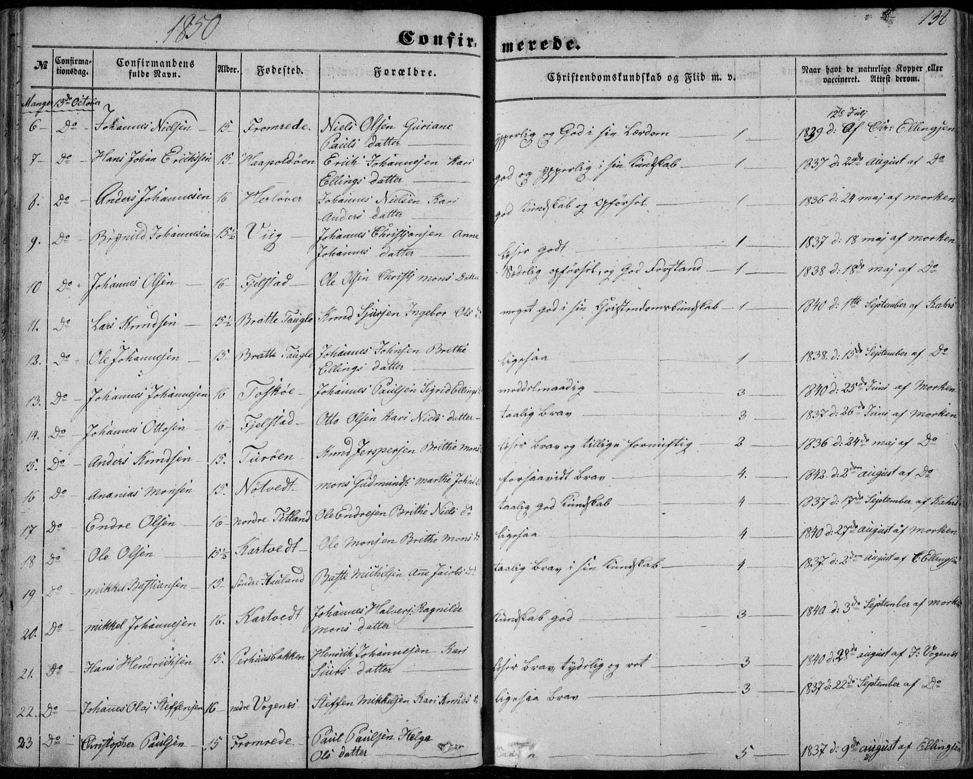 Manger sokneprestembete, SAB/A-76801/H/Haa: Parish register (official) no. A 6, 1849-1859, p. 138