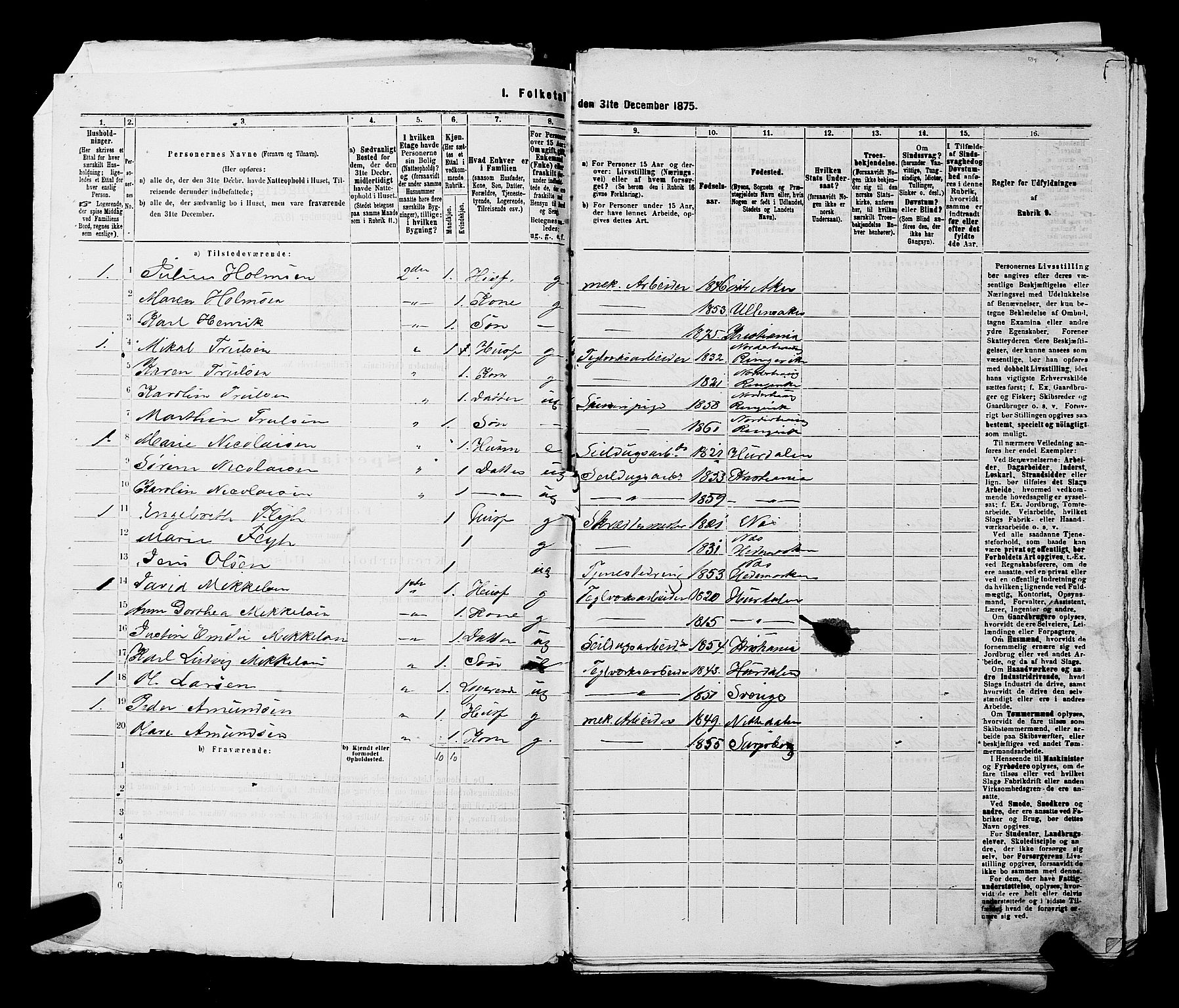 RA, 1875 census for 0301 Kristiania, 1875, p. 6487