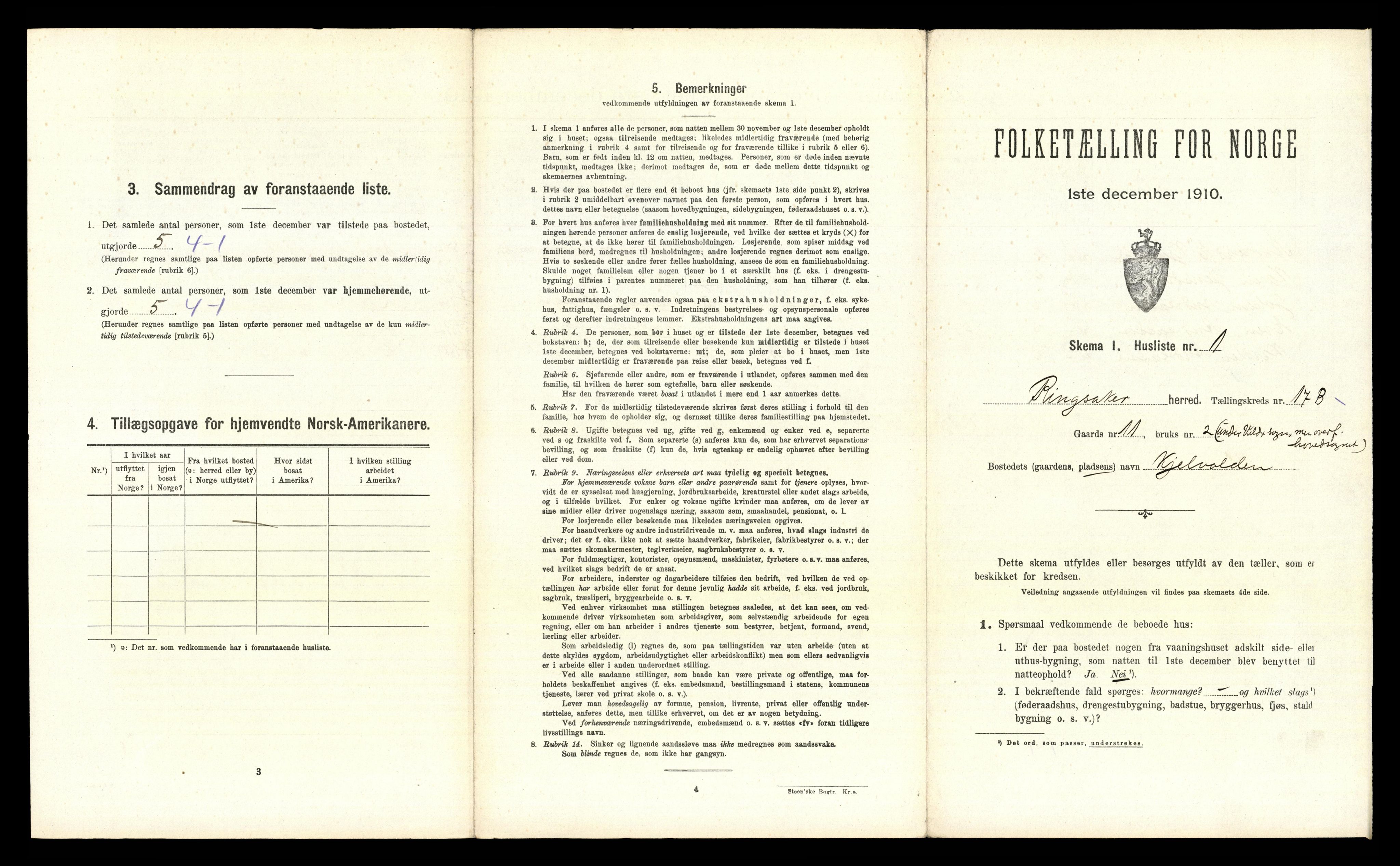 RA, 1910 census for Ringsaker, 1910, p. 3385