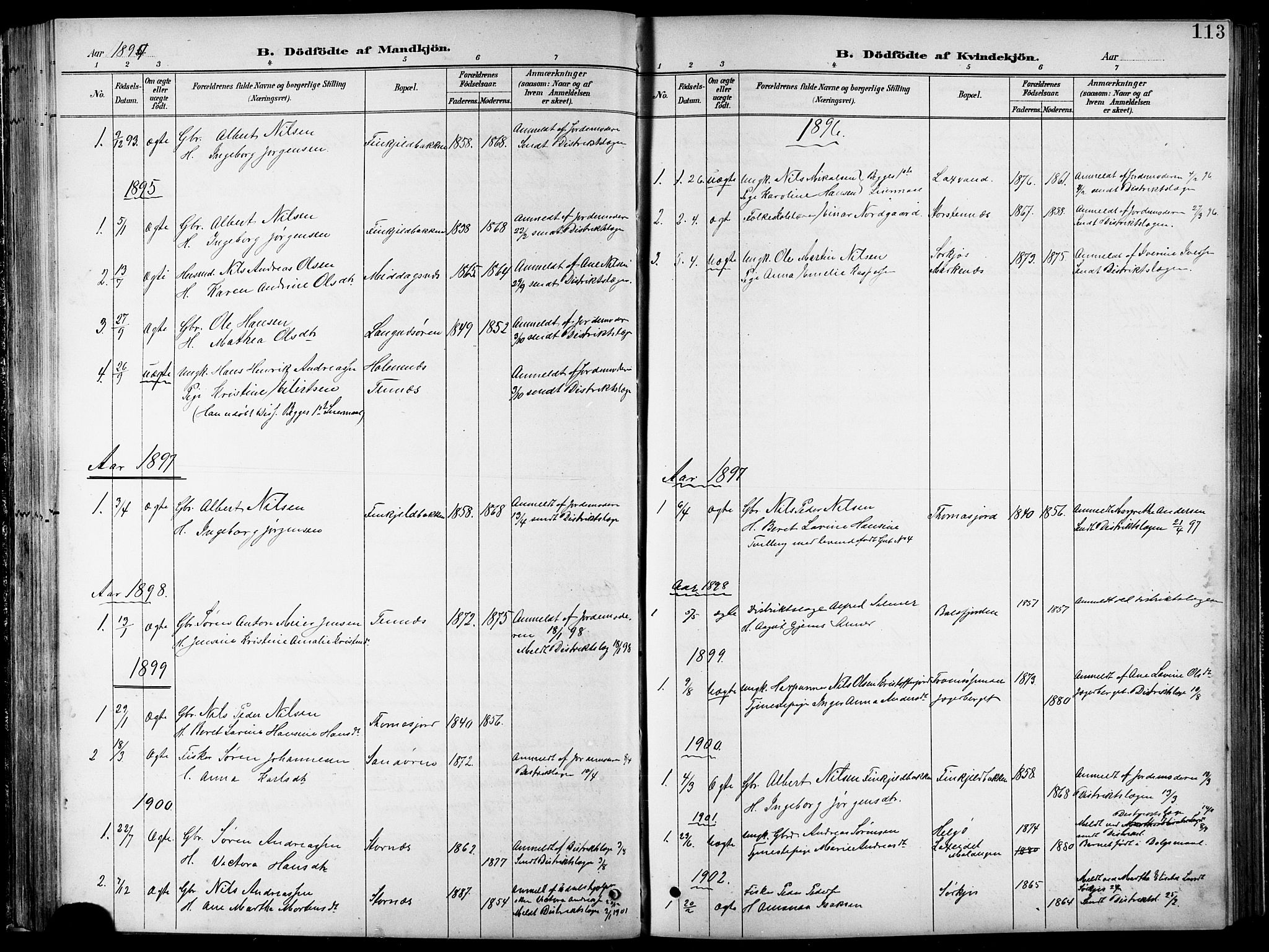 Balsfjord sokneprestembete, AV/SATØ-S-1303/G/Ga/L0008klokker: Parish register (copy) no. 8, 1890-1906, p. 113