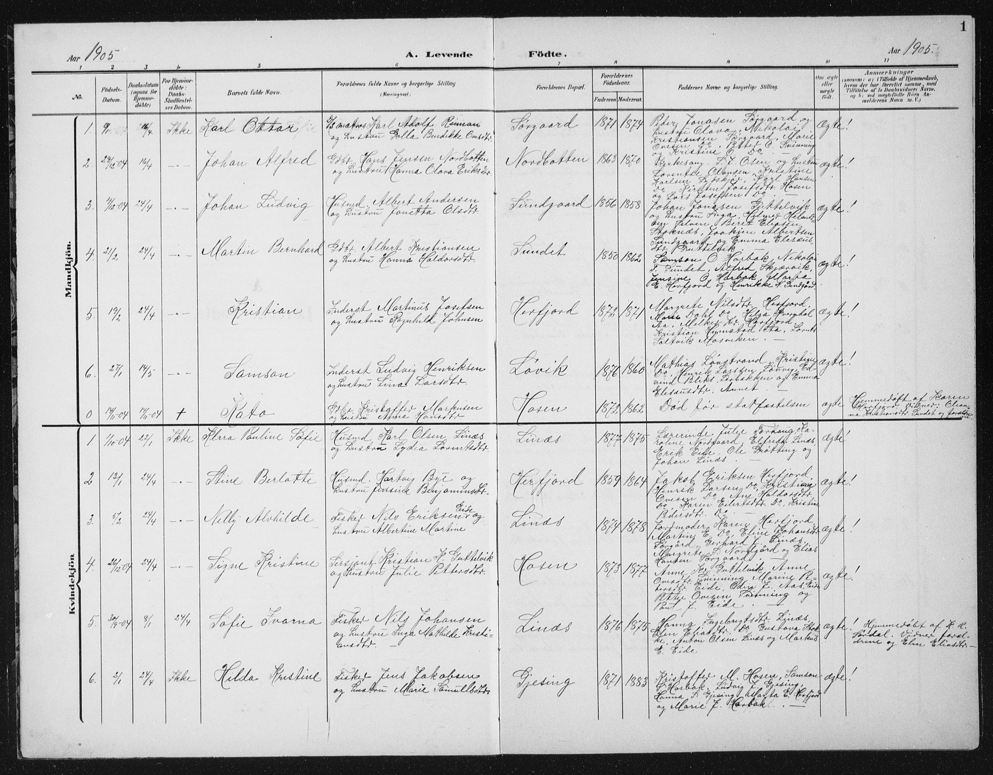 Ministerialprotokoller, klokkerbøker og fødselsregistre - Sør-Trøndelag, SAT/A-1456/656/L0699: Parish register (copy) no. 656C05, 1905-1920, p. 1