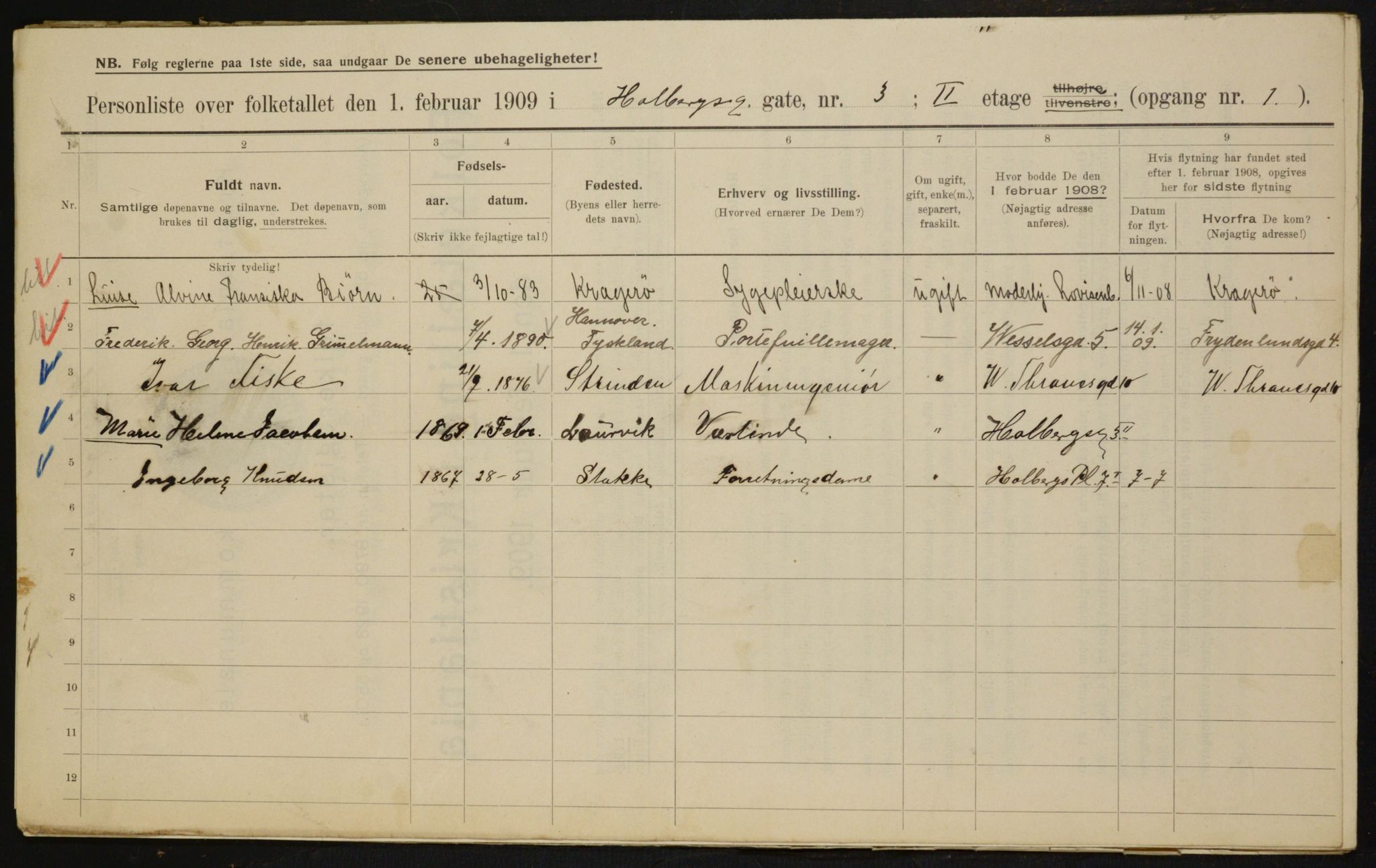 OBA, Municipal Census 1909 for Kristiania, 1909, p. 36488