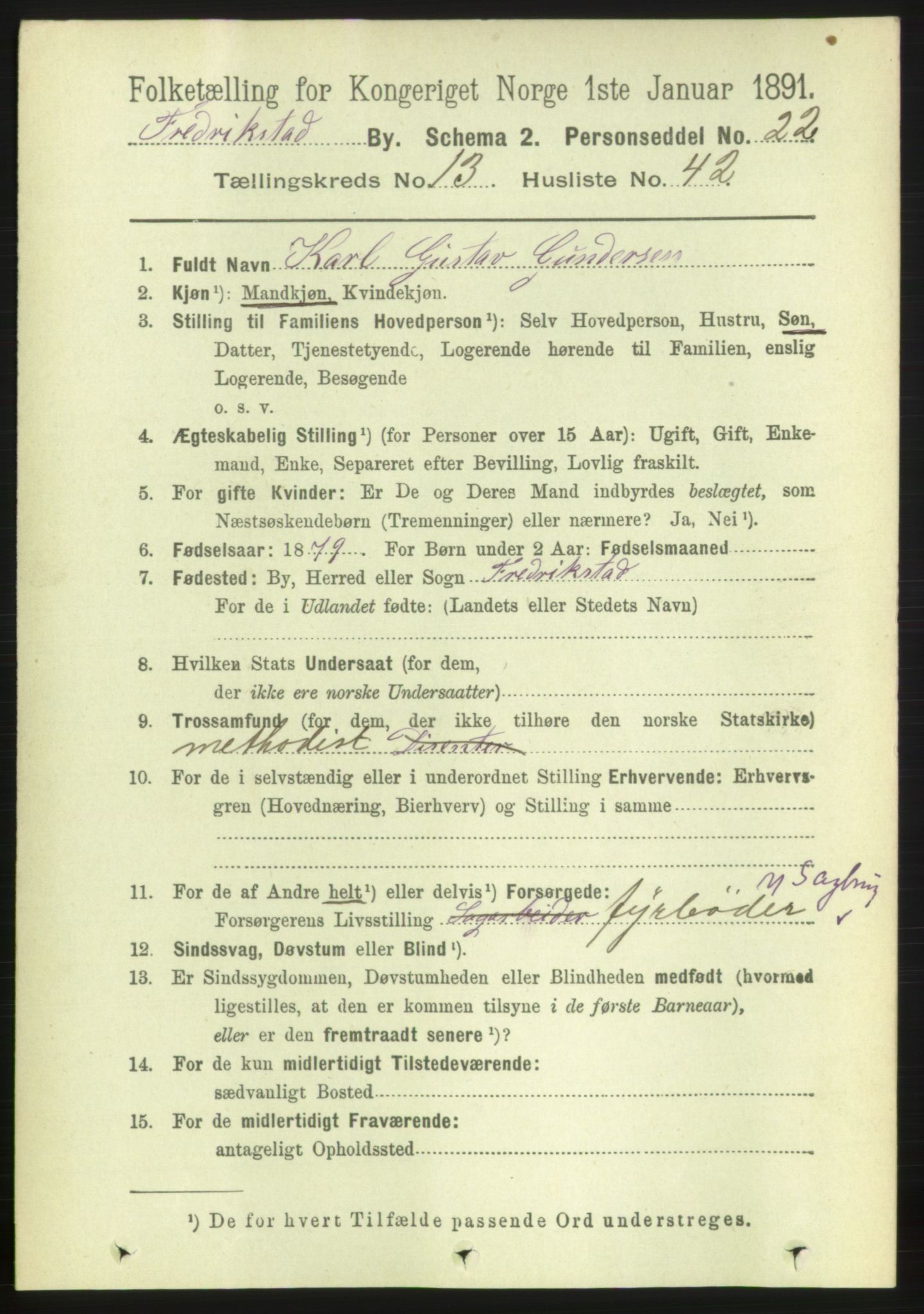 RA, 1891 census for 0103 Fredrikstad, 1891, p. 15011