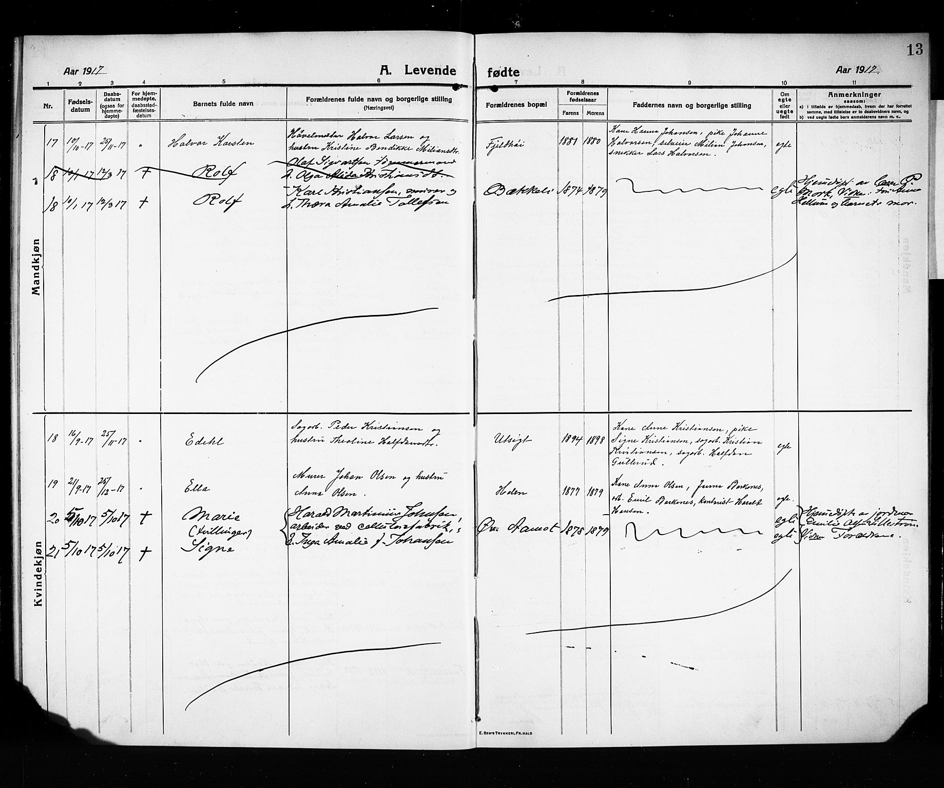 Fet prestekontor Kirkebøker, AV/SAO-A-10370a/G/Gb/L0006: Parish register (copy) no. II 6, 1914-1925, p. 13