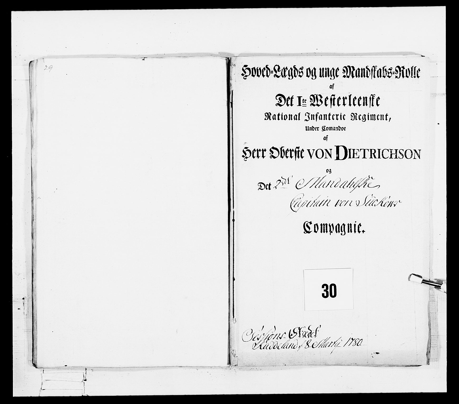 Generalitets- og kommissariatskollegiet, Det kongelige norske kommissariatskollegium, AV/RA-EA-5420/E/Eh/L0102: 1. Vesterlenske nasjonale infanteriregiment, 1778-1780, p. 201